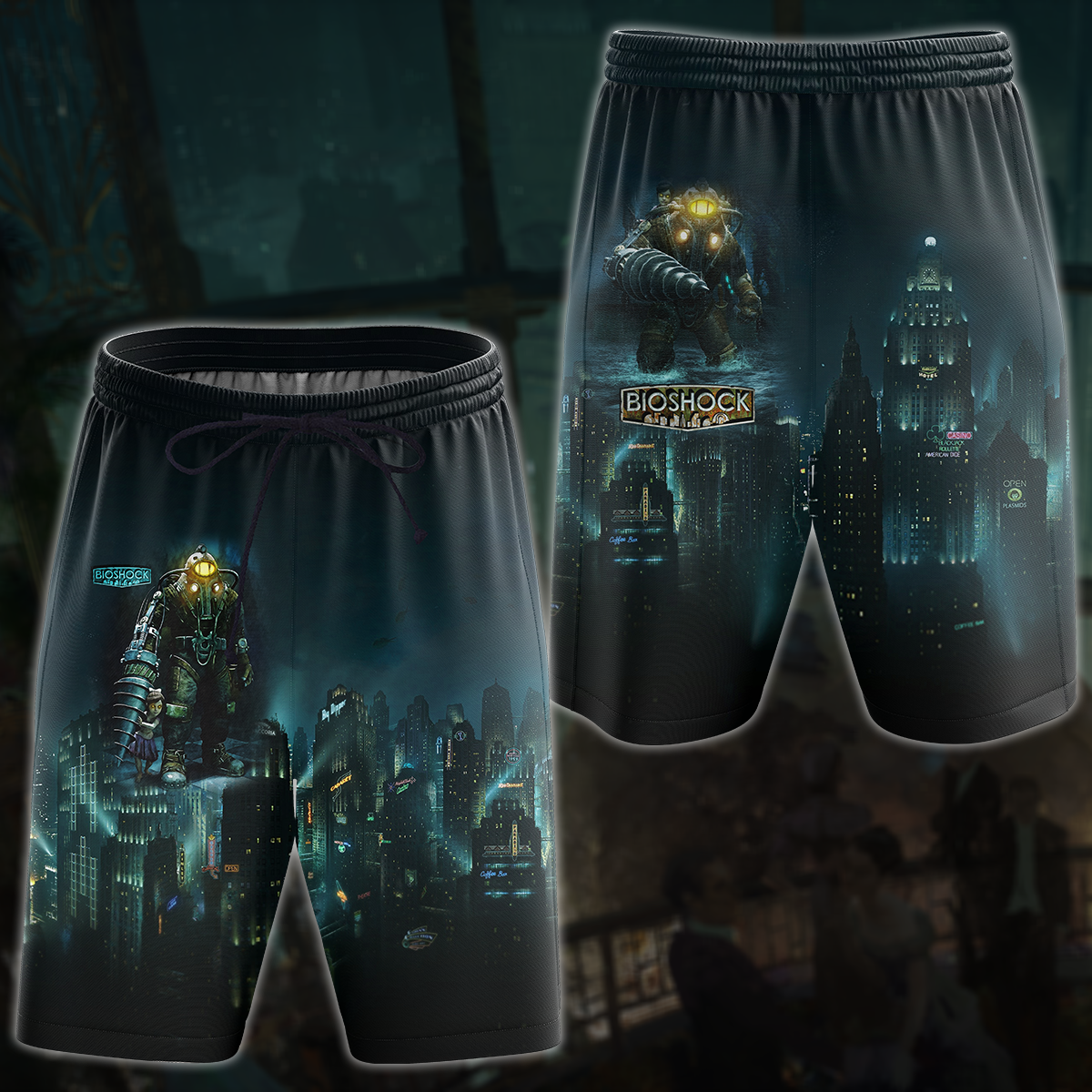 BioShock Video Game All Over Printed T-shirt Tank Top Zip Hoodie Pullover Hoodie Hawaiian Shirt Beach Shorts Joggers Beach Shorts S