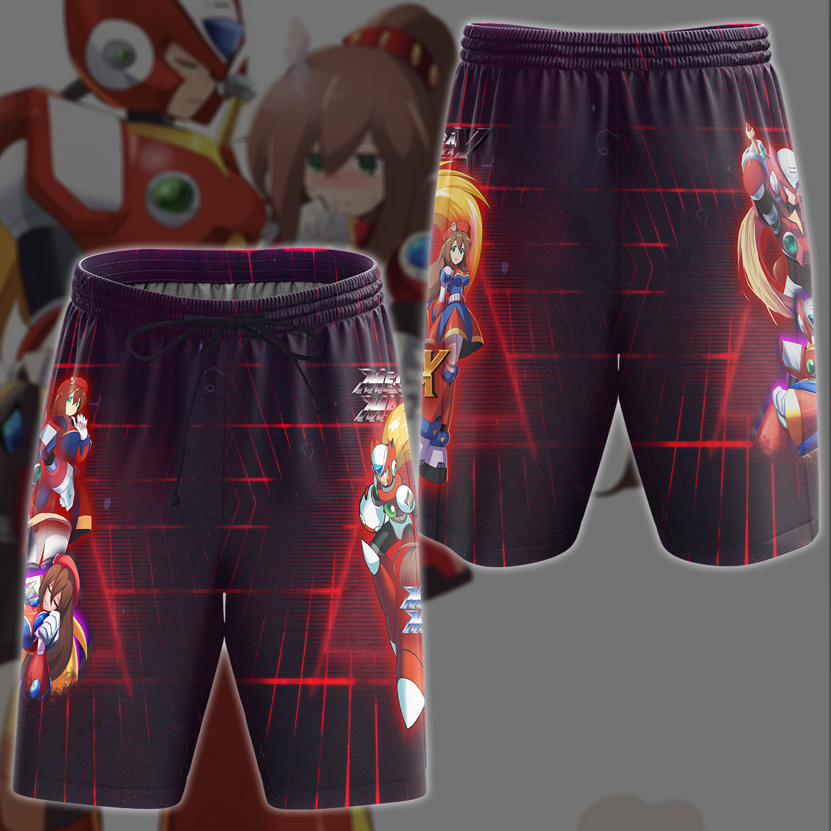 Mega Man X: Zero & Iris Video Game 3D All Over Printed T-shirt Tank Top Zip Hoodie Pullover Hoodie Hawaiian Shirt Beach Shorts Jogger Beach Shorts S
