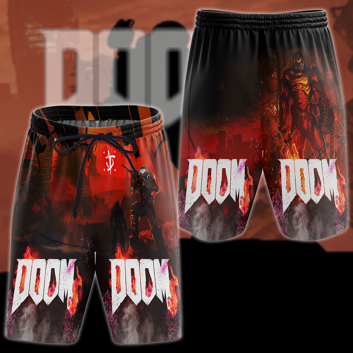 Doom Video Game 3D All Over Print T-shirt Tank Top Zip Hoodie Pullover Hoodie Hawaiian Shirt Beach Shorts Jogger Beach Shorts S