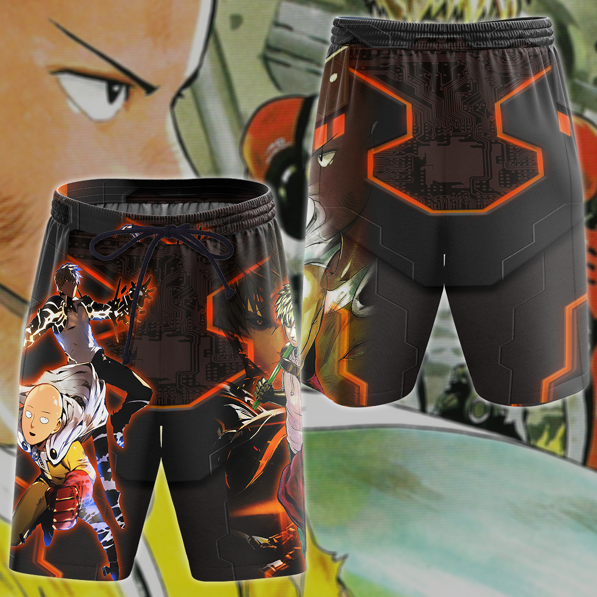 One Punch Man Saitama & Genos 3D All Over Print T-shirt Tank Top Zip Hoodie Pullover Hoodie Hawaiian Shirt Beach Shorts Jogger Beach Shorts S