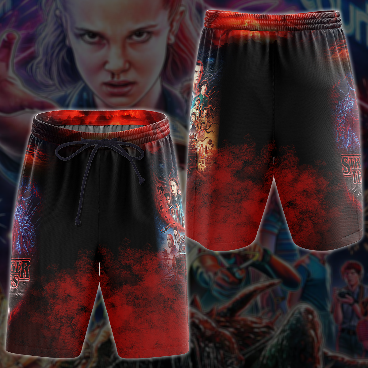 Stranger Things TV Series 3D All Over Print T-shirt Tank Top Zip Hoodie Pullover Hoodie Hawaiian Shirt Beach Shorts Jogger Beach Shorts S