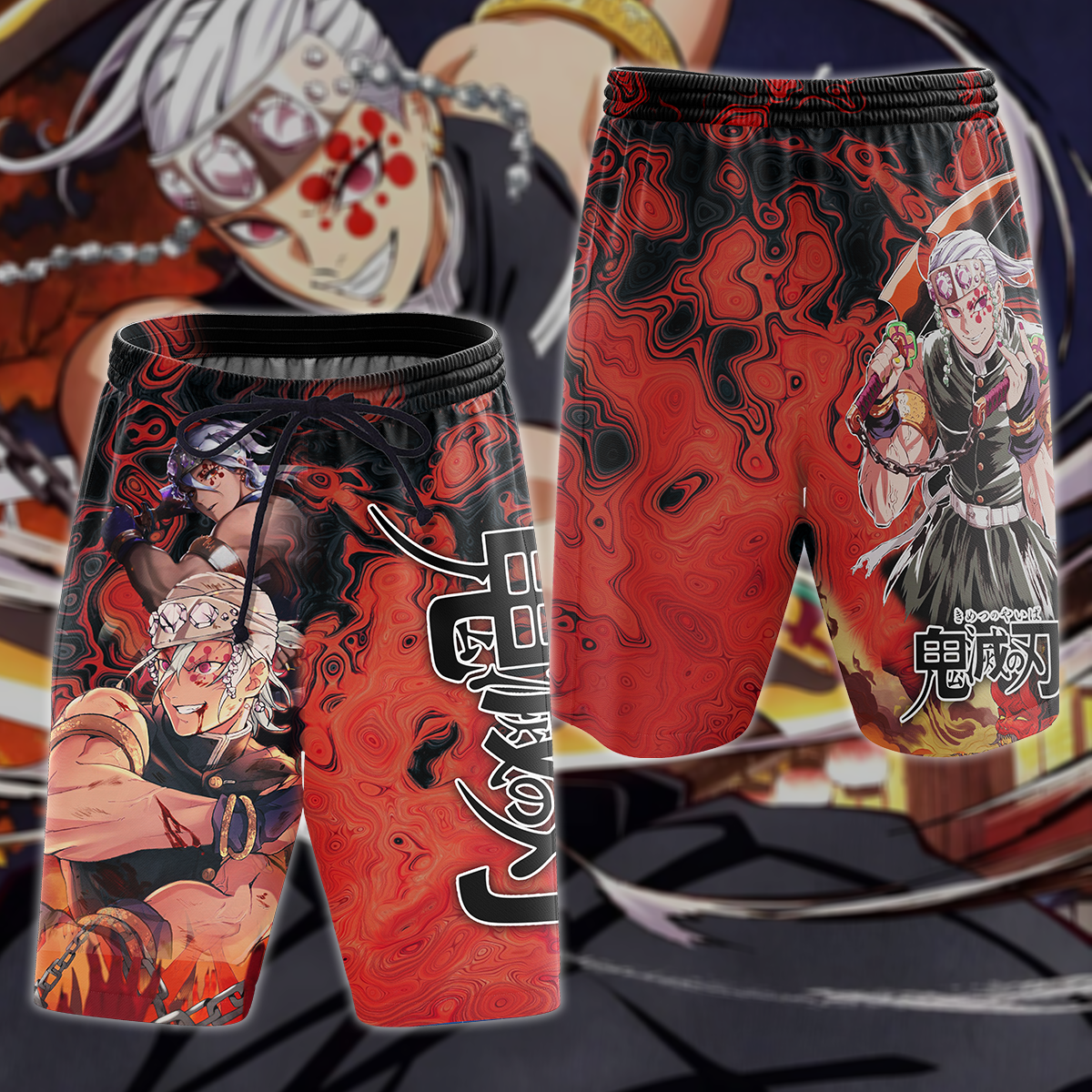 Kimetsu No Yaiba ss2: Yuukaku-hen Uzui Tengen 3D All Over Print T-shirt Tank Top Zip Hoodie Pullover Hoodie Hawaiian Shirt Beach Shorts Jogger Beach Shorts S