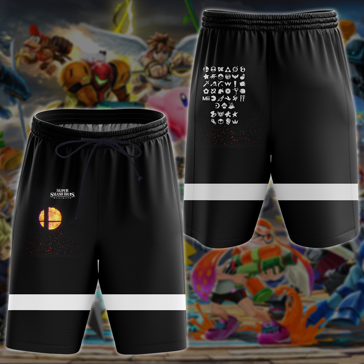 Super Smash Bros. Ultimate Video Game All Over Printed T-shirt Tank Top Zip Hoodie Pullover Hoodie Hawaiian Shirt Beach Shorts Joggers Beach Shorts S