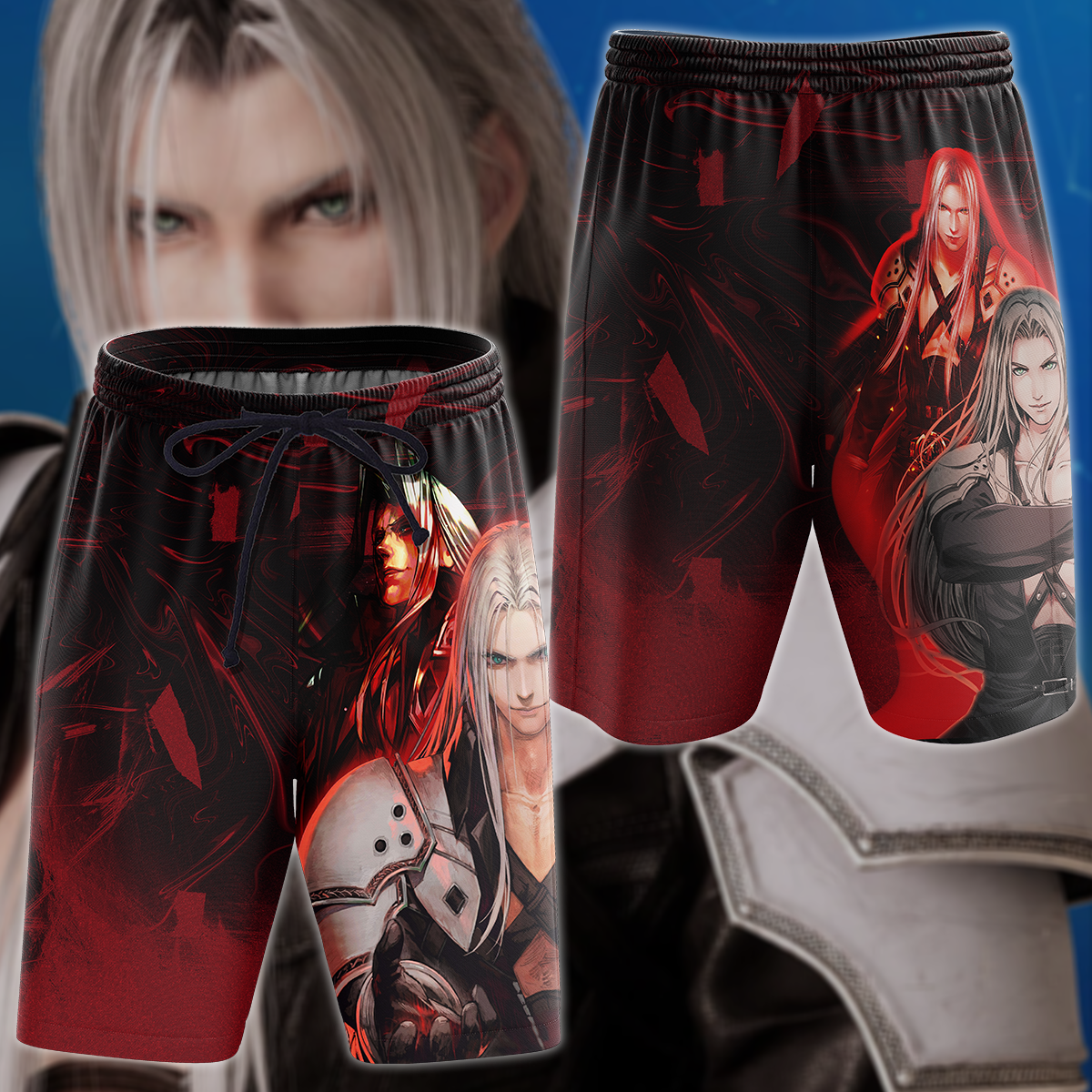 Final Fantasy VII Sephiroth Video Game 3D All Over Print T-shirt Tank Top Zip Hoodie Pullover Hoodie Hawaiian Shirt Beach Shorts Jogger Beach Shorts S