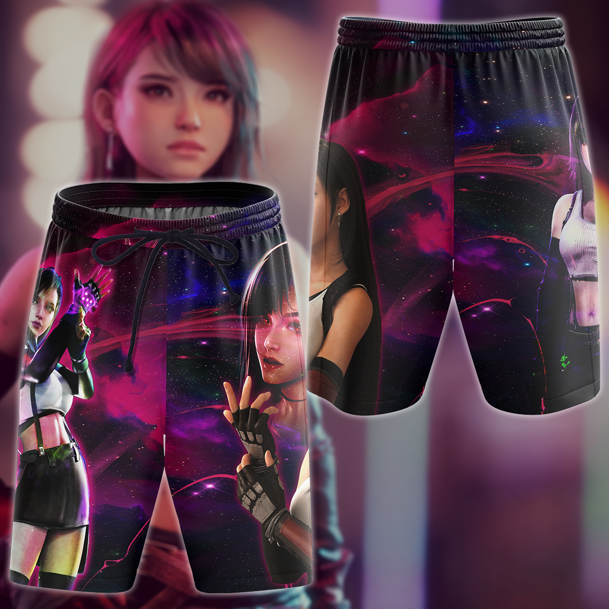Final Fantasy VII Tifa Lockhart Video Game 3D All Over Print T-shirt Tank Top Zip Hoodie Pullover Hoodie Hawaiian Shirt Beach Shorts Jogger Beach Shorts S