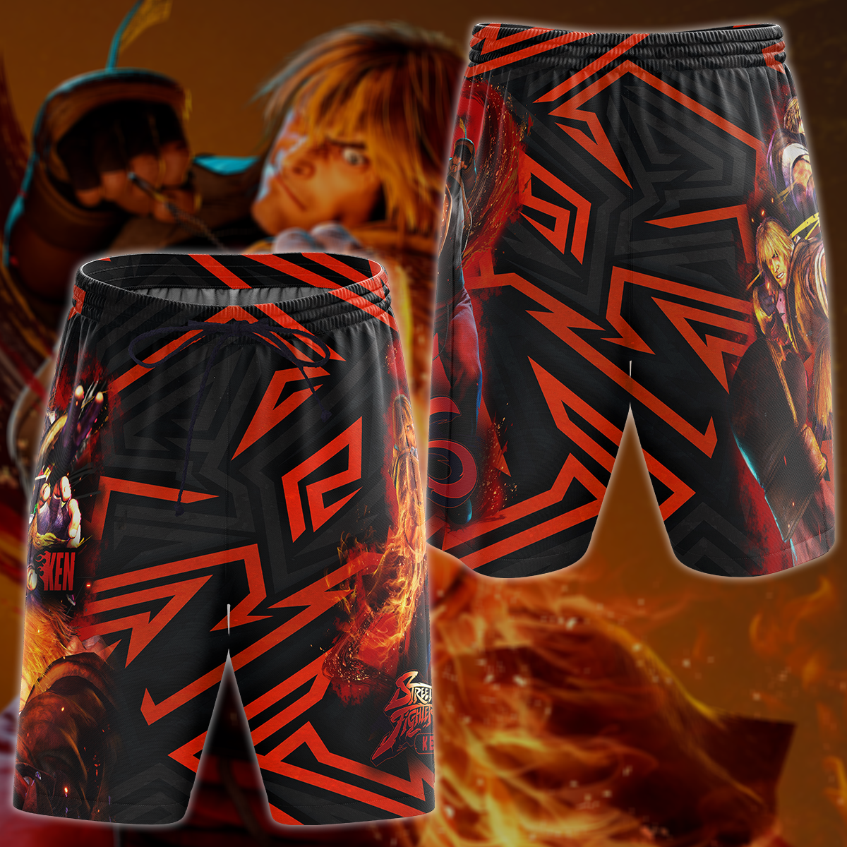 Street Fighter 6 Ken Video Game 3D All Over Printed T-shirt Tank Top Zip Hoodie Pullover Hoodie Hawaiian Shirt Beach Shorts Jogger Beach Shorts S
