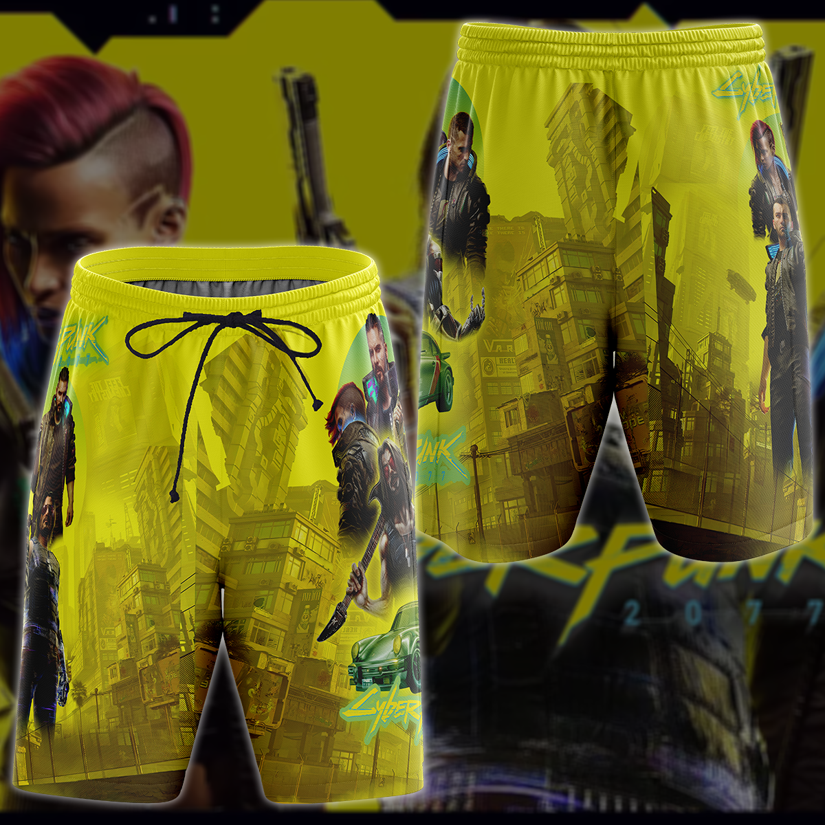 Cyberpunk 2077 Video Game 3D All Over Printed T-shirt Tank Top Zip Hoodie Pullover Hoodie Hawaiian Shirt Beach Shorts Jogger Beach Shorts S