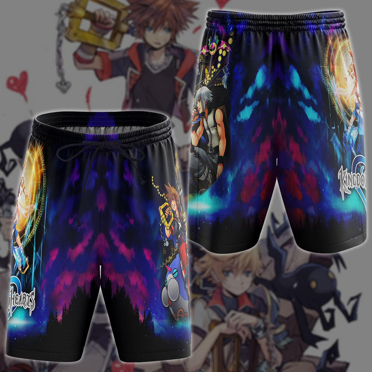 Kingdom Hearts Sora & Riku Video Game 3D All Over Printed T-shirt Tank Top Zip Hoodie Pullover Hoodie Hawaiian Shirt Beach Shorts Jogger Beach Shorts S