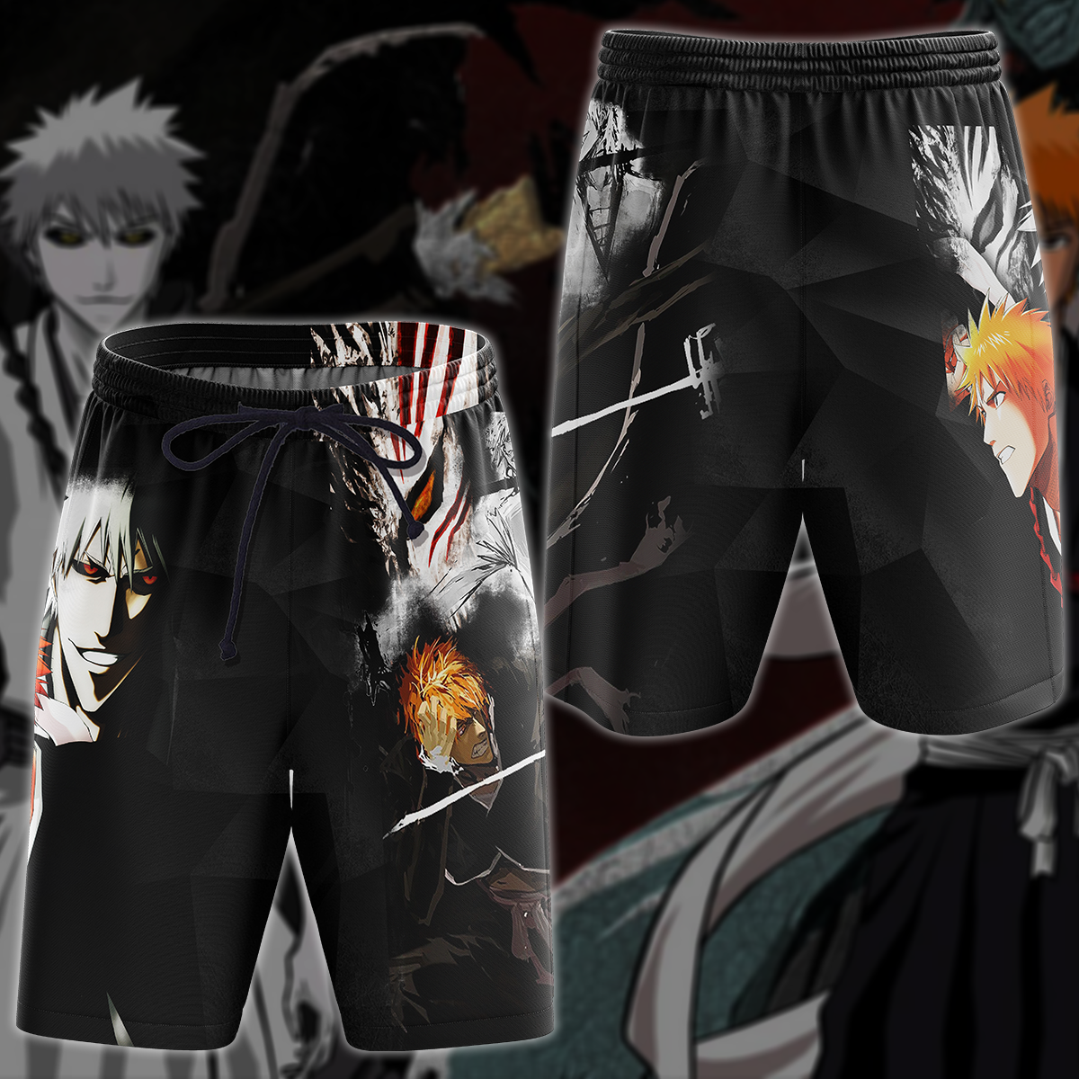Bleach Kurosaki x Shirosaki Anime 3D All Over Print T-shirt Tank Top Zip Hoodie Pullover Hoodie Hawaiian Shirt Beach Shorts Jogger Beach Shorts S