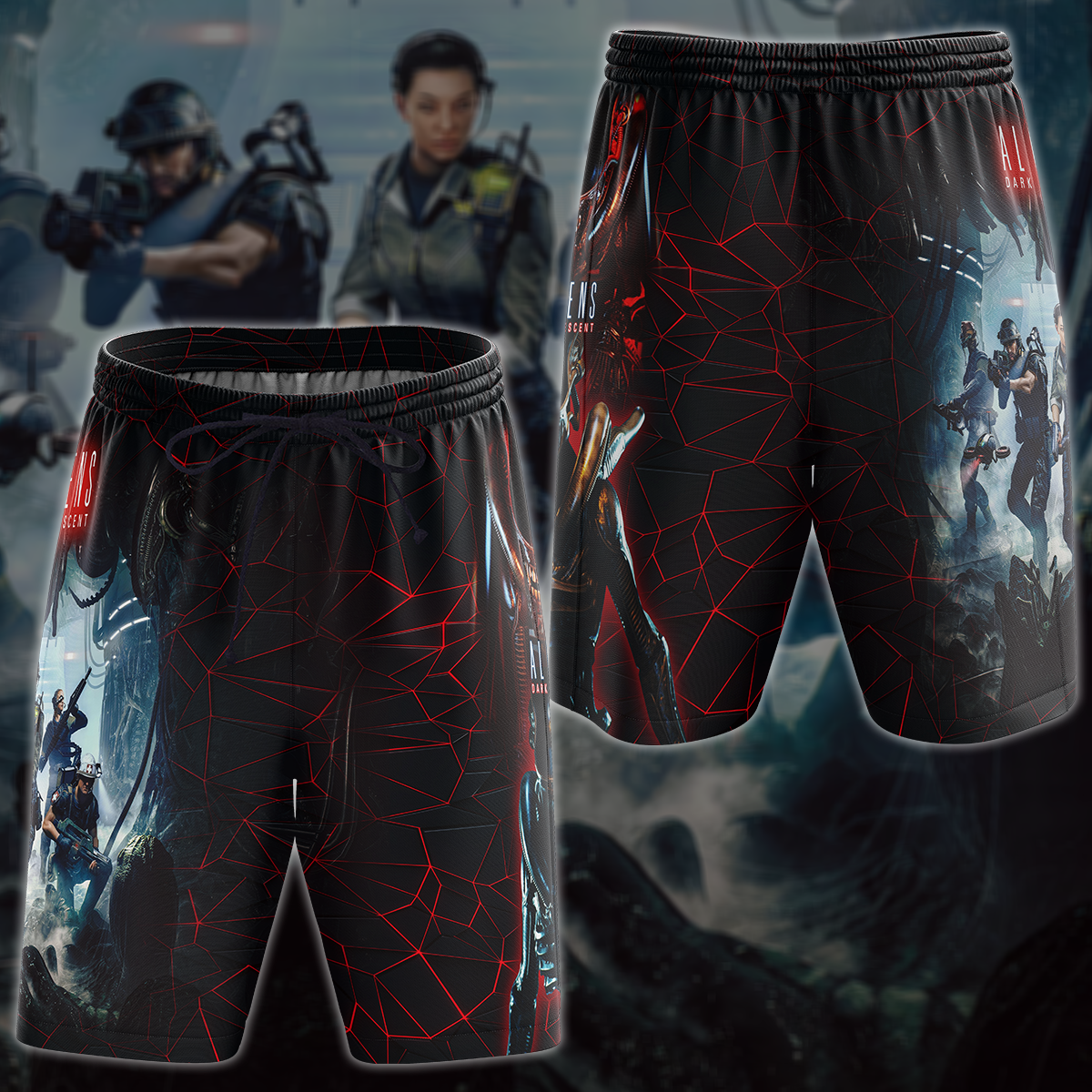 Aliens: Dark Descent Video Game 3D All Over Printed T-shirt Tank Top Zip Hoodie Pullover Hoodie Hawaiian Shirt Beach Shorts Jogger Beach Shorts S