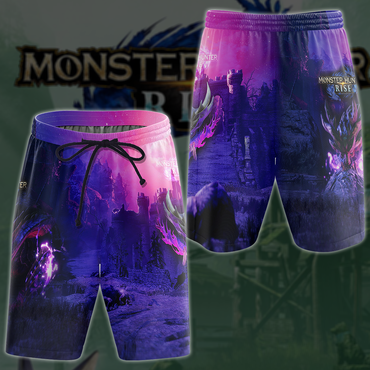 Monster Hunter Rise Video Game 3D All Over Printed T-shirt Tank Top Zip Hoodie Pullover Hoodie Hawaiian Shirt Beach Shorts Jogger Beach Shorts S