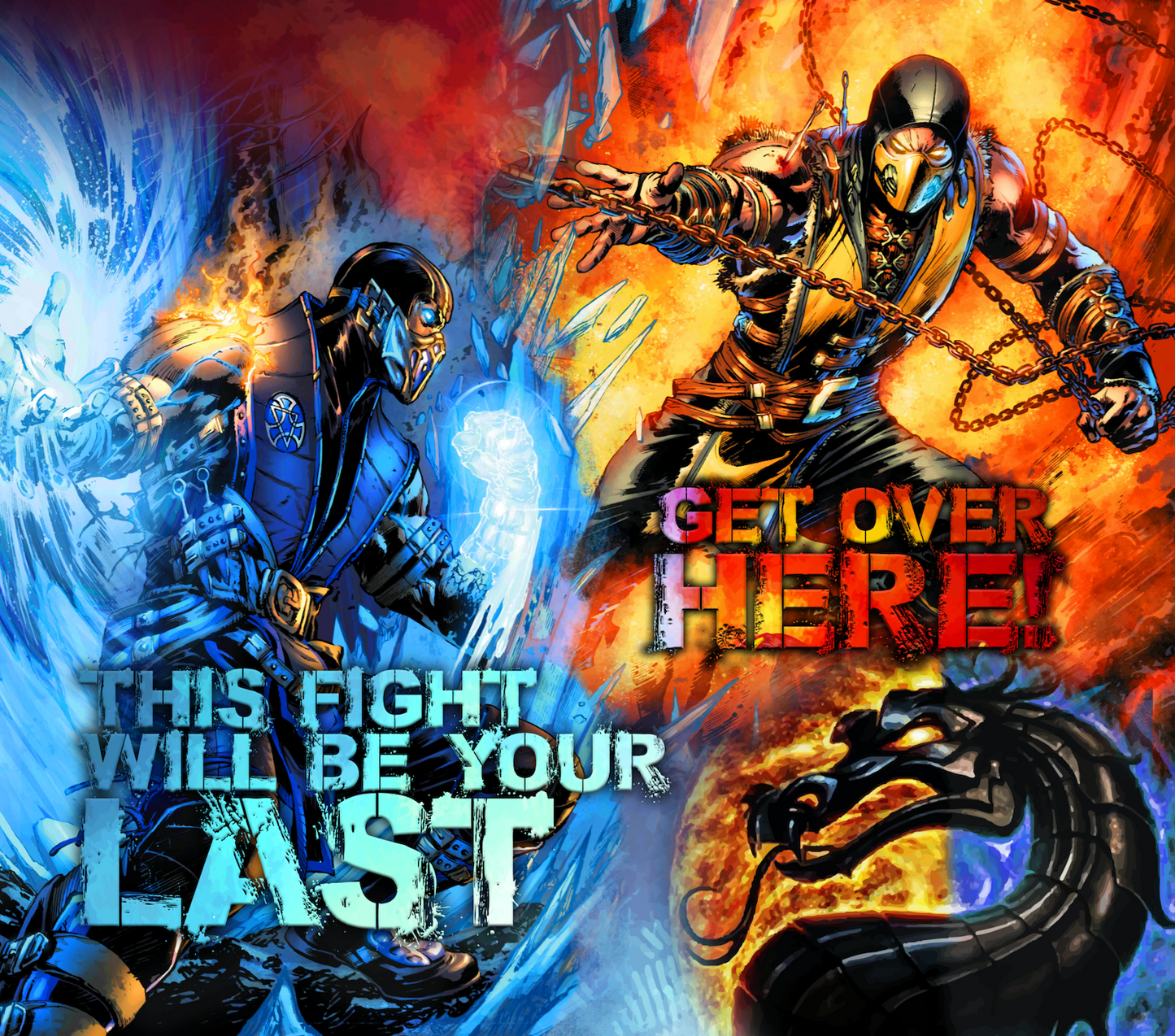 Mortal Kombat Scorpion vs Sub Zero 3D Bed Set