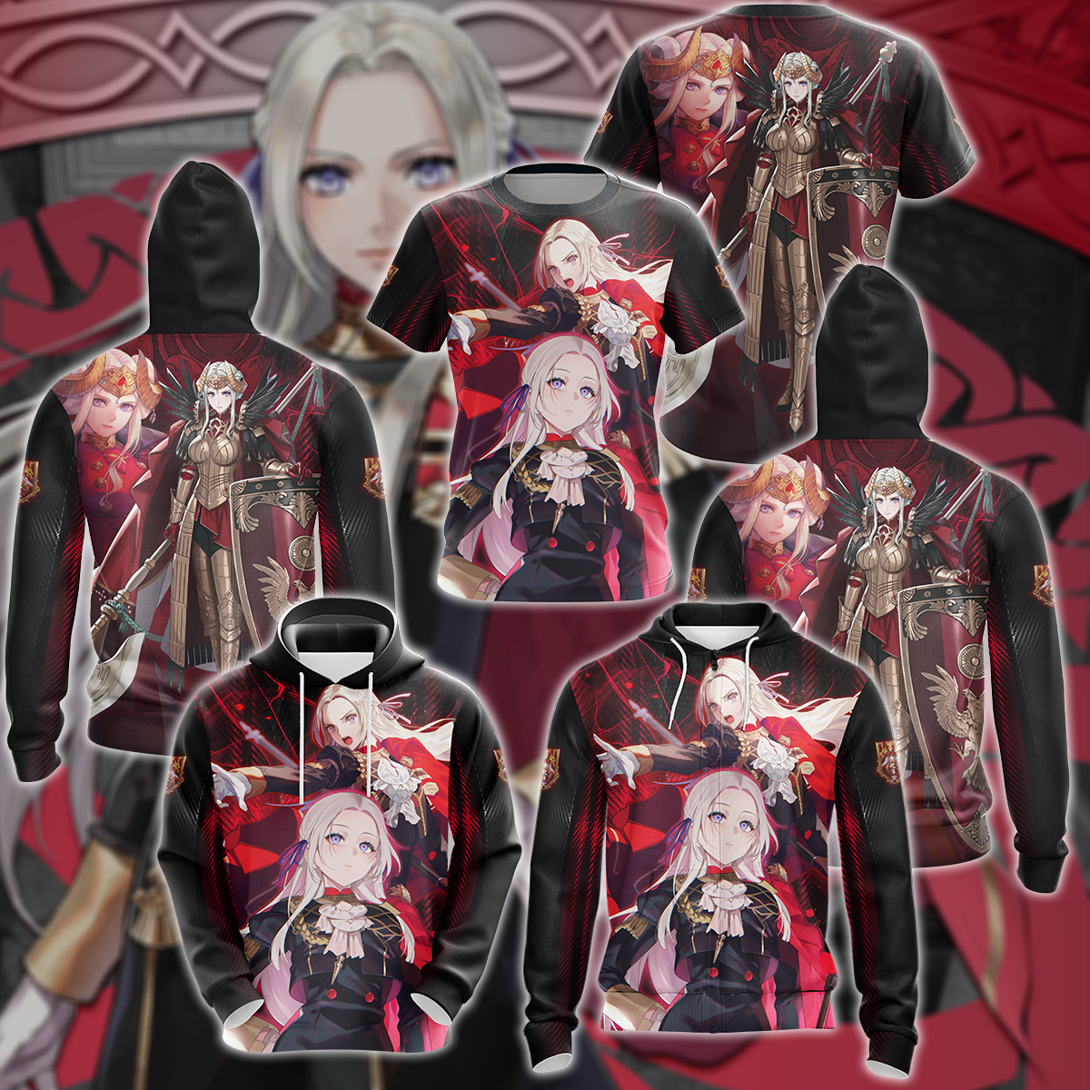 Fire Emblem Edelgard Video Game 3D All Over Print T-shirt Tank Top Zip Hoodie Pullover Hoodie Hawaiian Shirt Beach Shorts Jogger