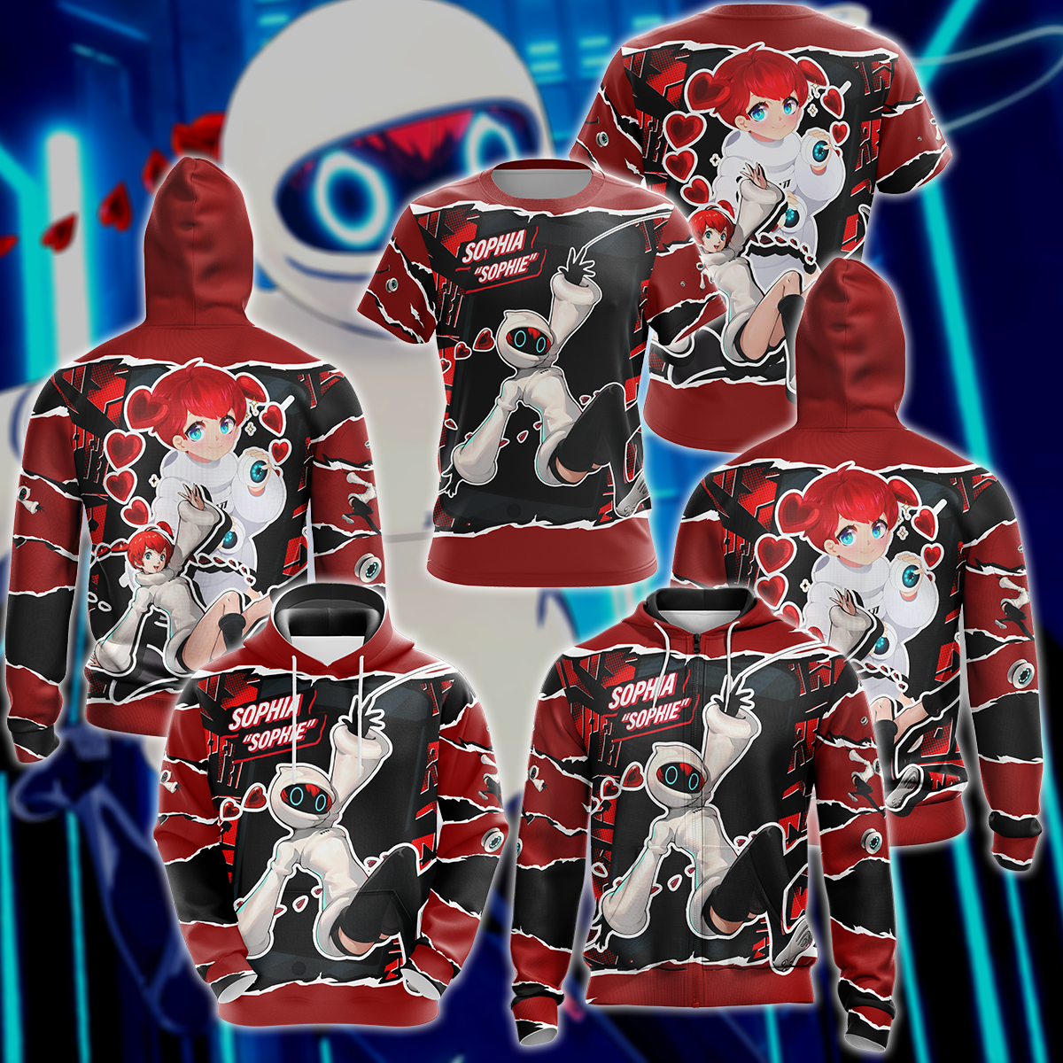 Persona 5 Strikers Sophia Video Game 3D All Over Print T-shirt Tank Top Zip Hoodie Pullover Hoodie Hawaiian Shirt Beach Shorts Jogger