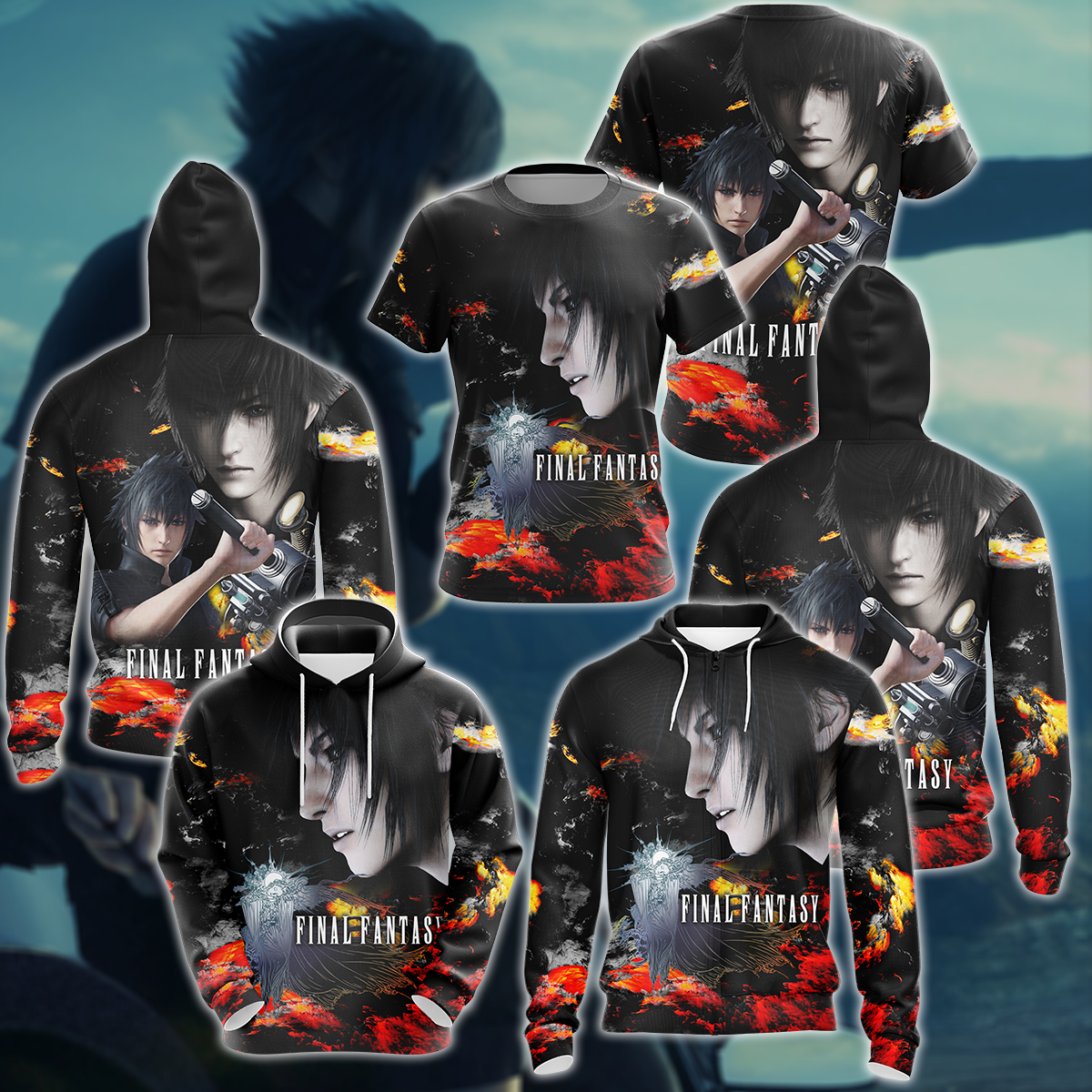 Final Fantasy XV Noctis Video Game 3D All Over Print T-shirt Tank Top Zip Hoodie Pullover Hoodie Hawaiian Shirt Beach Shorts Jogger