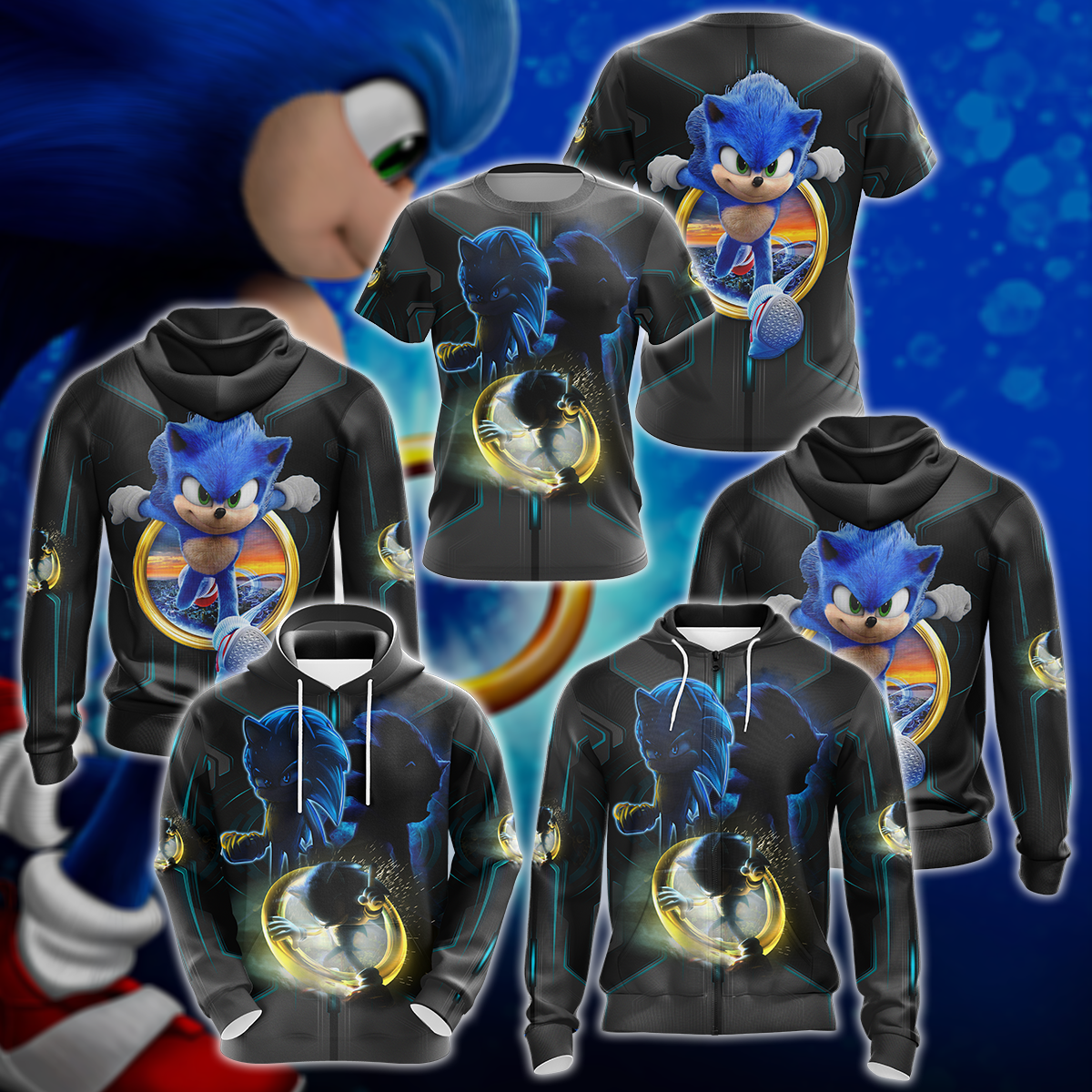 Sonic The Hedgehog Video Game 3D All Over Print T-shirt Tank Top Zip Hoodie Pullover Hoodie Hawaiian Shirt Beach Shorts Jogger