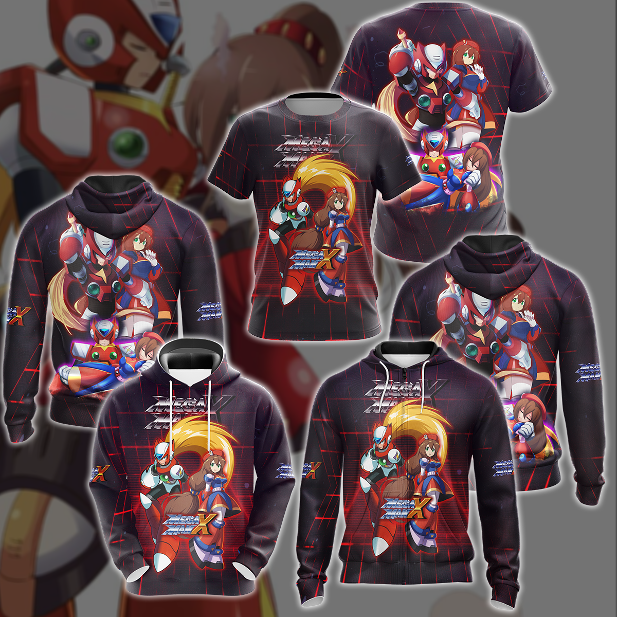 Mega Man X: Zero & Iris Video Game 3D All Over Printed T-shirt Tank Top Zip Hoodie Pullover Hoodie Hawaiian Shirt Beach Shorts Jogger