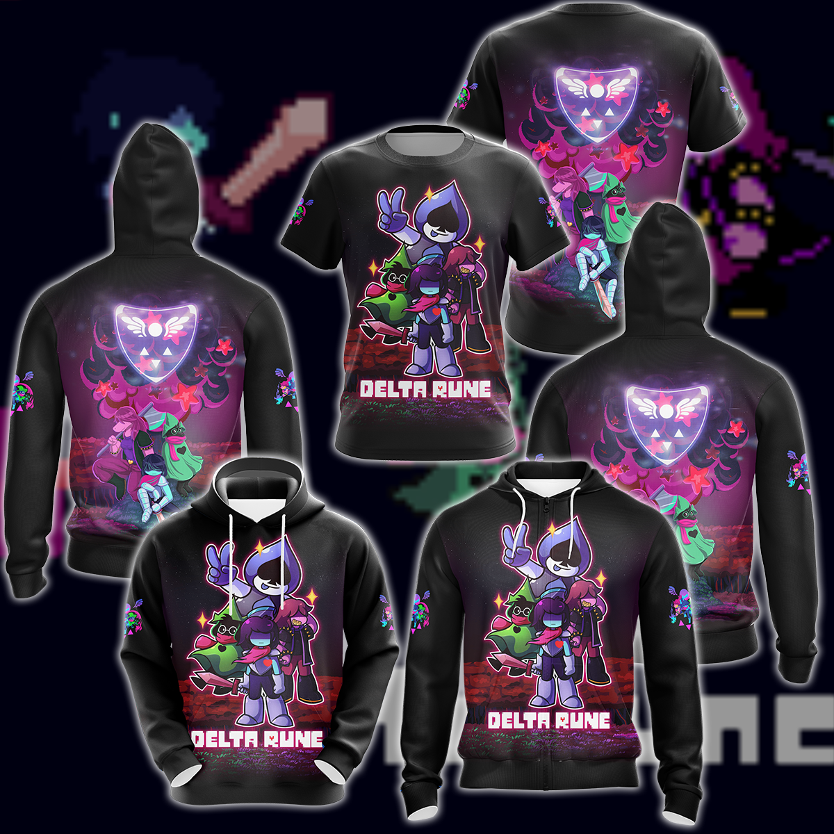 Deltarune Video Game 3D All Over Printed T-shirt Tank Top Zip Hoodie Pullover Hoodie Hawaiian Shirt Beach Shorts Jogger