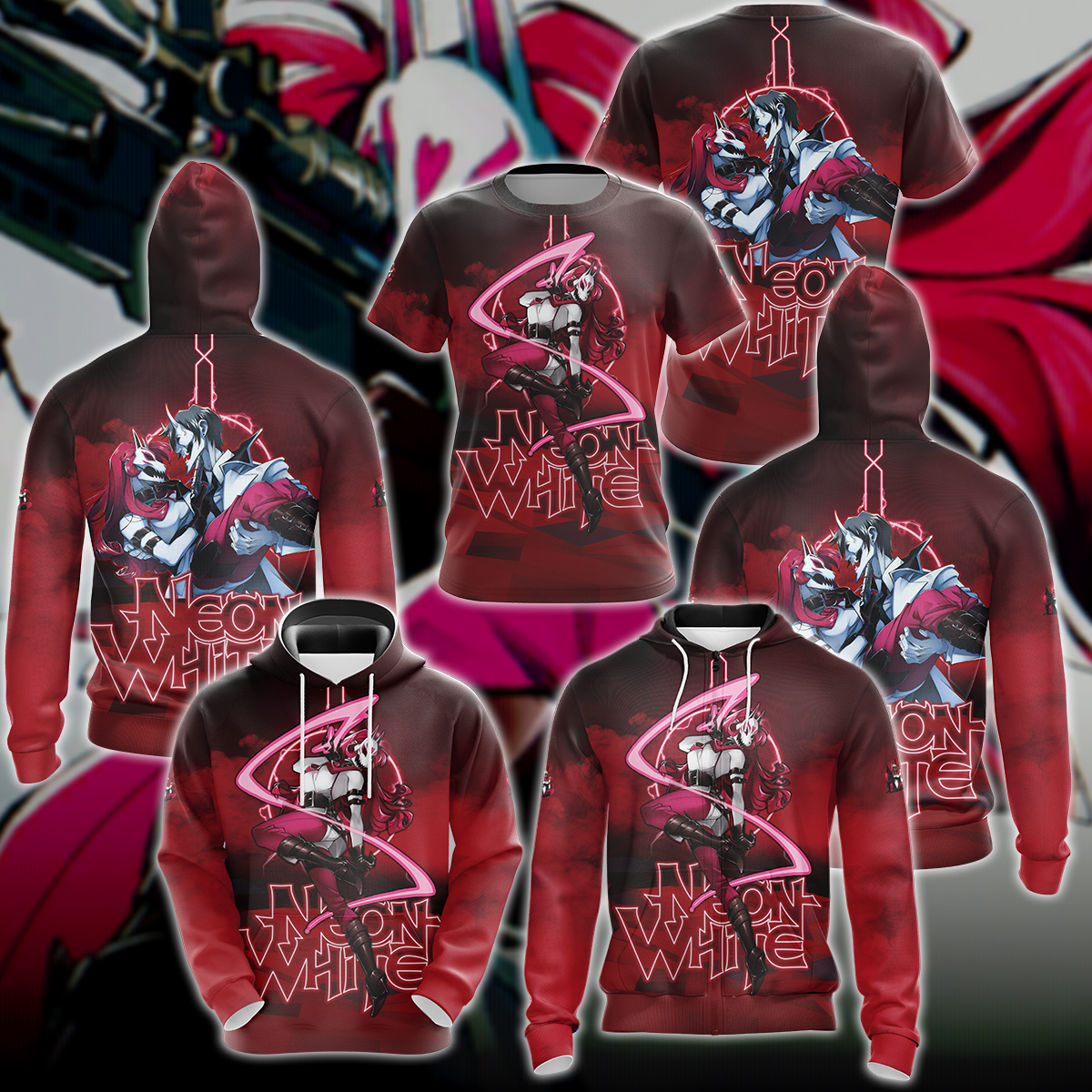 Neon White Video Game 3D All Over Print T-shirt Tank Top Zip Hoodie Pullover Hoodie Hawaiian Shirt Beach Shorts Jogger