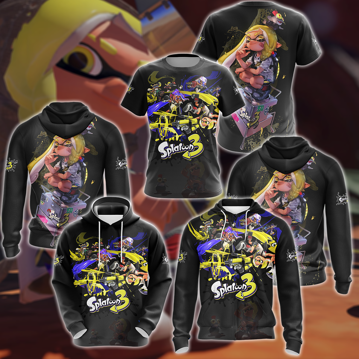 Splatoon 3 Video Game 3D All Over Print T-shirt Tank Top Zip Hoodie Pullover Hoodie Hawaiian Shirt Beach Shorts Jogger