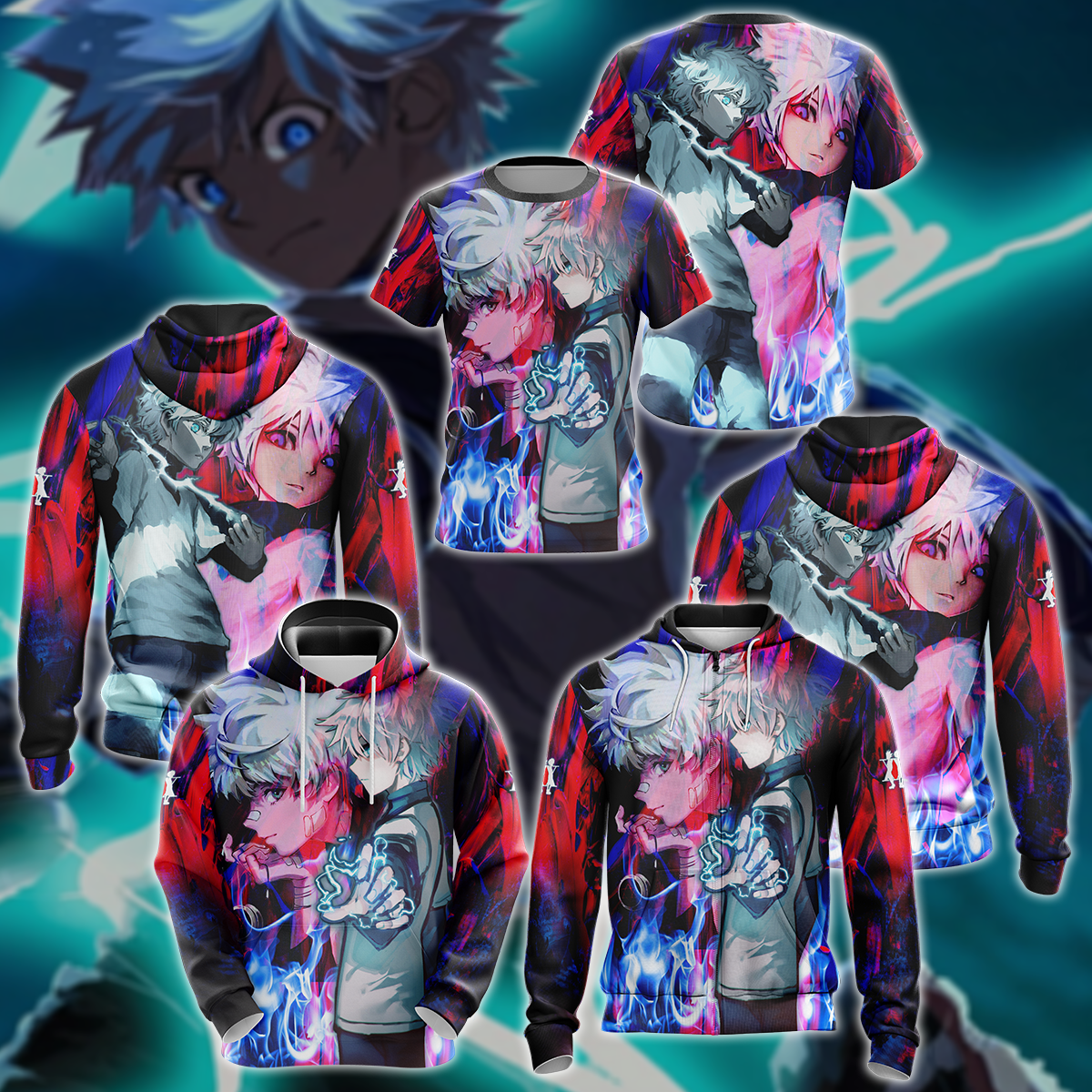 Hunter x Hunter Killua 3D All Over Print T-shirt Tank Top Zip Hoodie Pullover Hoodie Hawaiian Shirt Beach Shorts Jogger