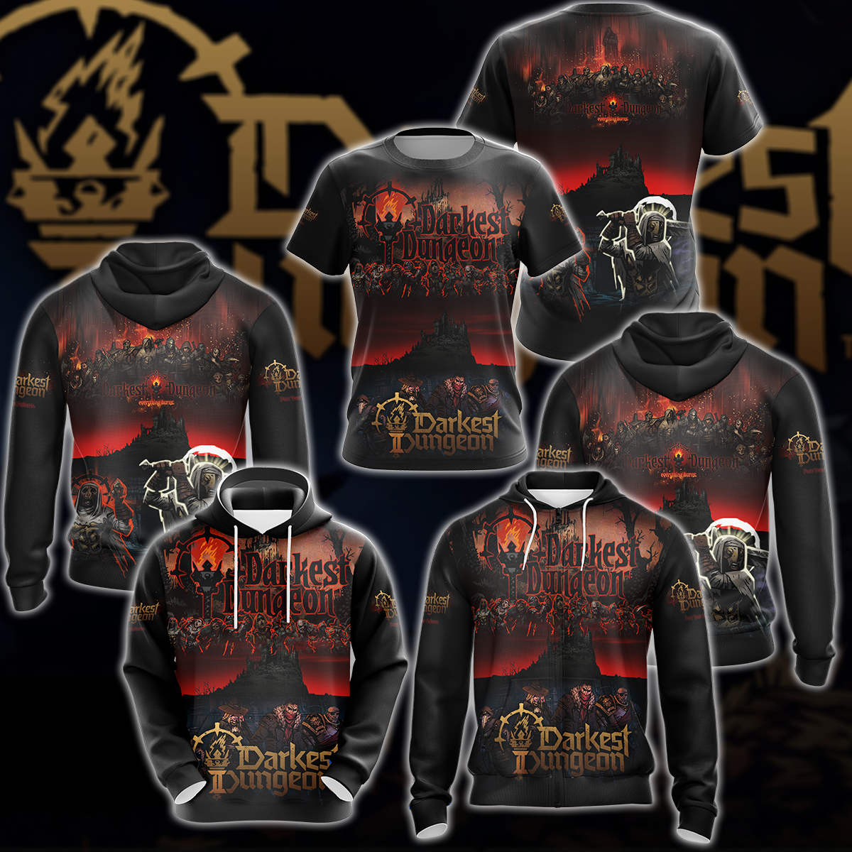 Darkest Dungeon Video Game 3D All Over Print T-shirt Tank Top Zip Hoodie Pullover Hoodie Hawaiian Shirt Beach Shorts Jogger