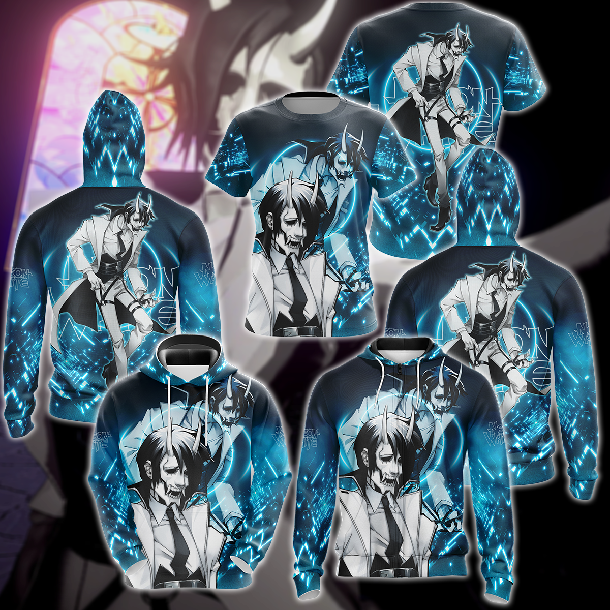 Neon White Video Game 3D All Over Print T-shirt Tank Top Zip Hoodie Pullover Hoodie Hawaiian Shirt Beach Shorts Jogger