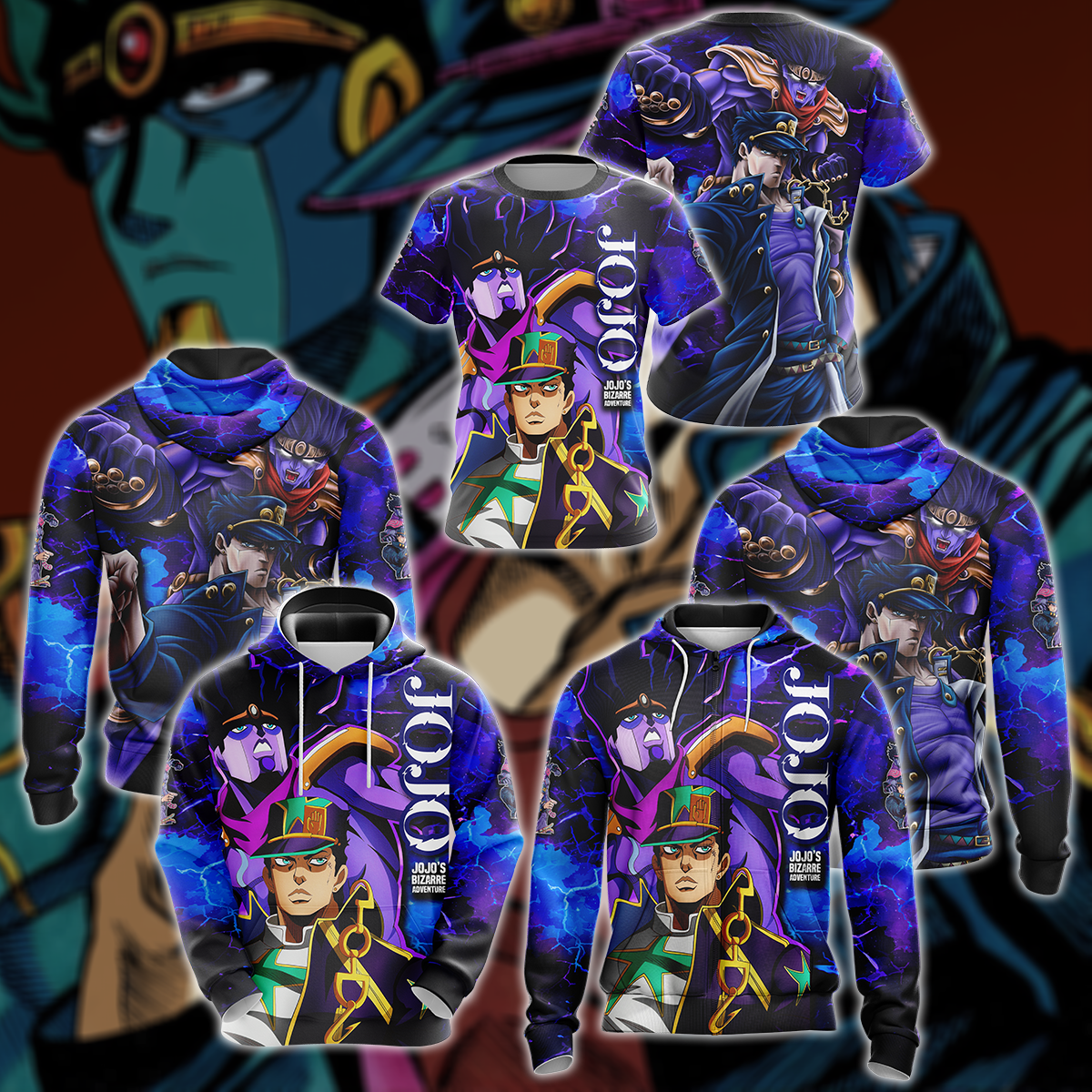JoJo's Bizarre Adventure 3D All Over Print T-shirt Tank Top Zip Hoodie Pullover Hoodie Hawaiian Shirt Beach Shorts Jogger