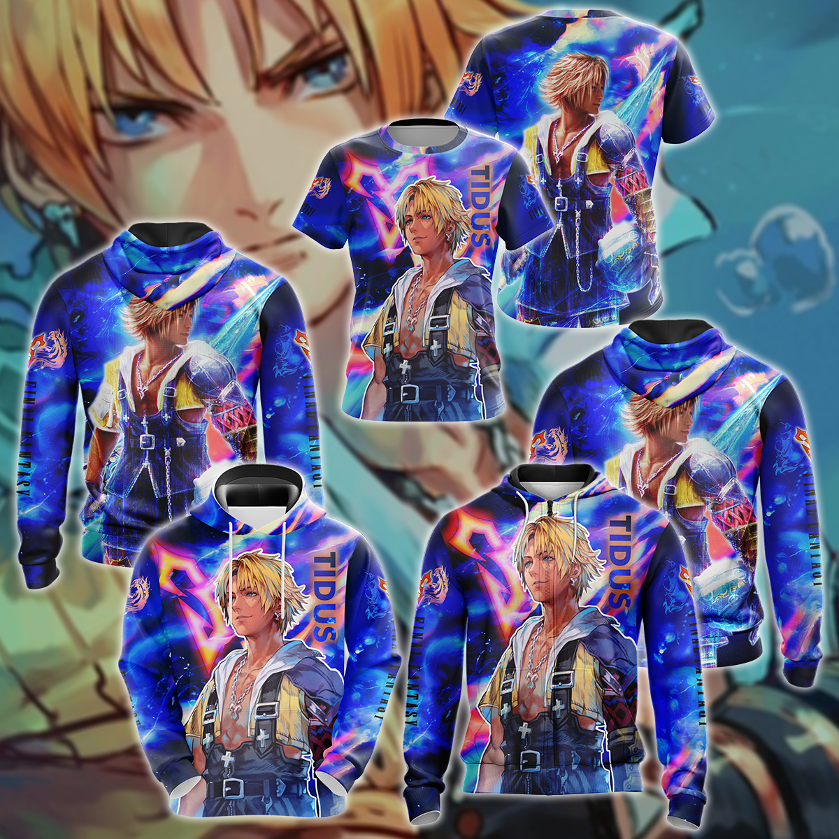 Final Fantasy X - Tidus 3D All Over Print T-shirt Tank Top Zip Hoodie Pullover Hoodie Hawaiian Shirt Beach Shorts Jogger