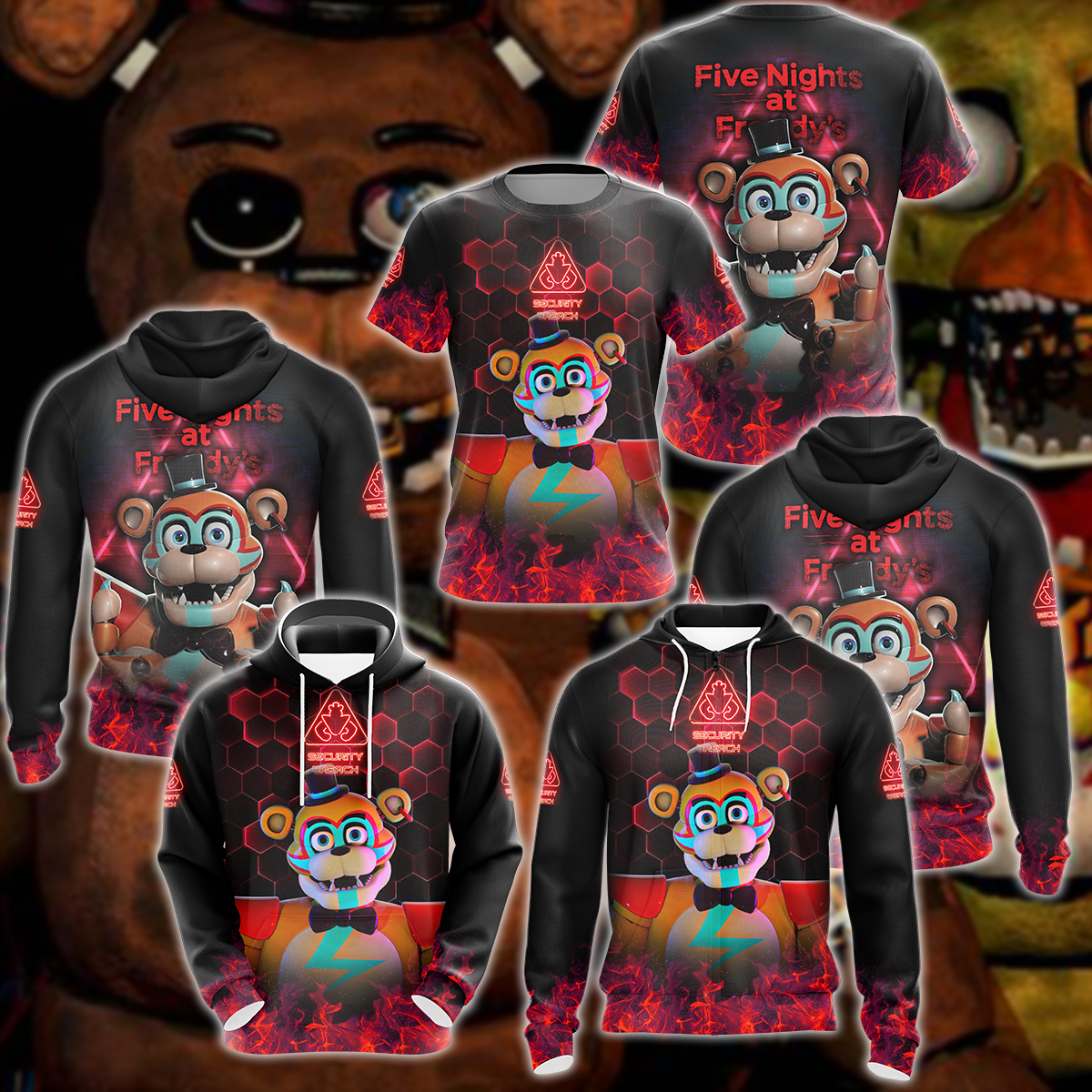 Five Nights at Freddy's: Security Breach Video Game 3D All Over Print T-shirt Tank Top Zip Hoodie Pullover Hoodie Hawaiian Shirt Beach Shorts Jogger