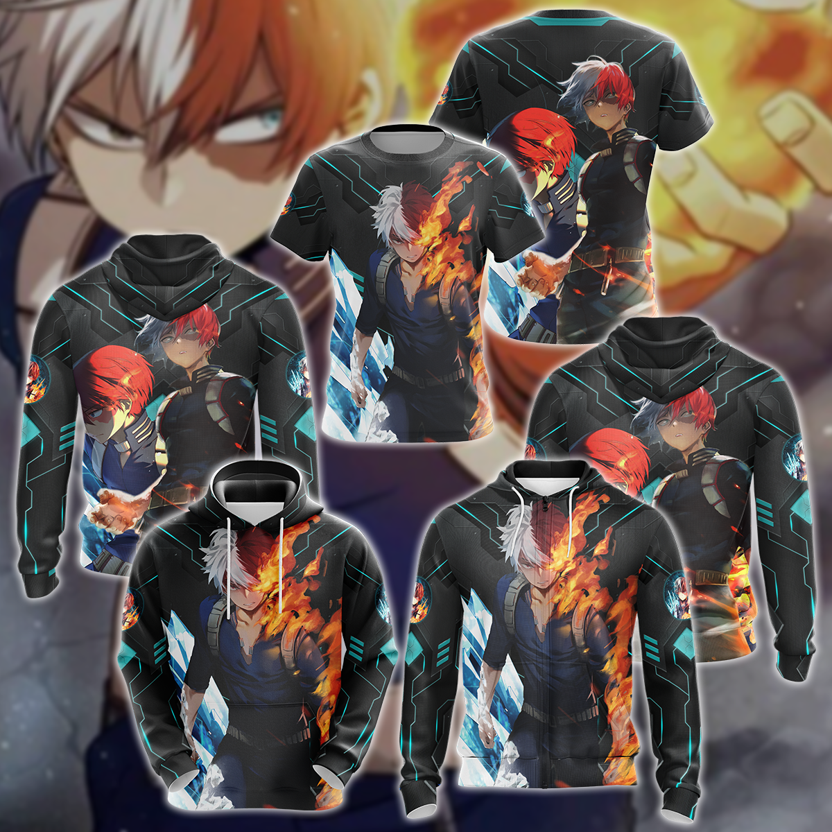 My Hero Academia Todoroki Shoto 3D All Over Print T-shirt Tank Top Zip Hoodie Pullover Hoodie Hawaiian Shirt Beach Shorts Jogger