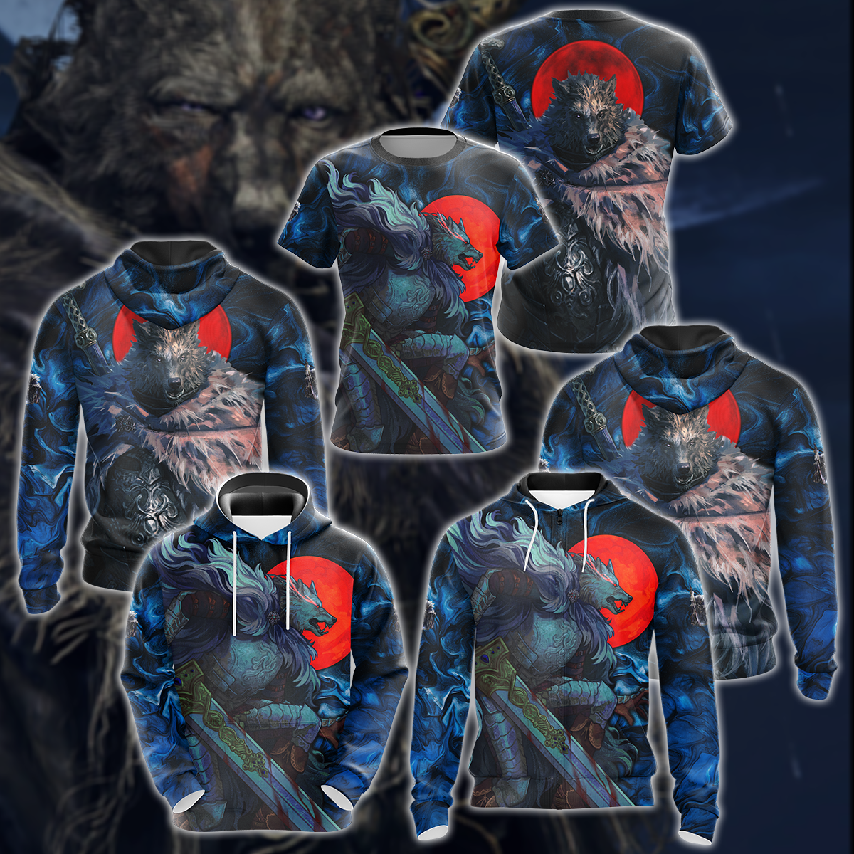 Elden Ring Blaidd Video Game 3D All Over Print T-shirt Tank Top Zip Hoodie Pullover Hoodie Hawaiian Shirt Beach Shorts Jogger