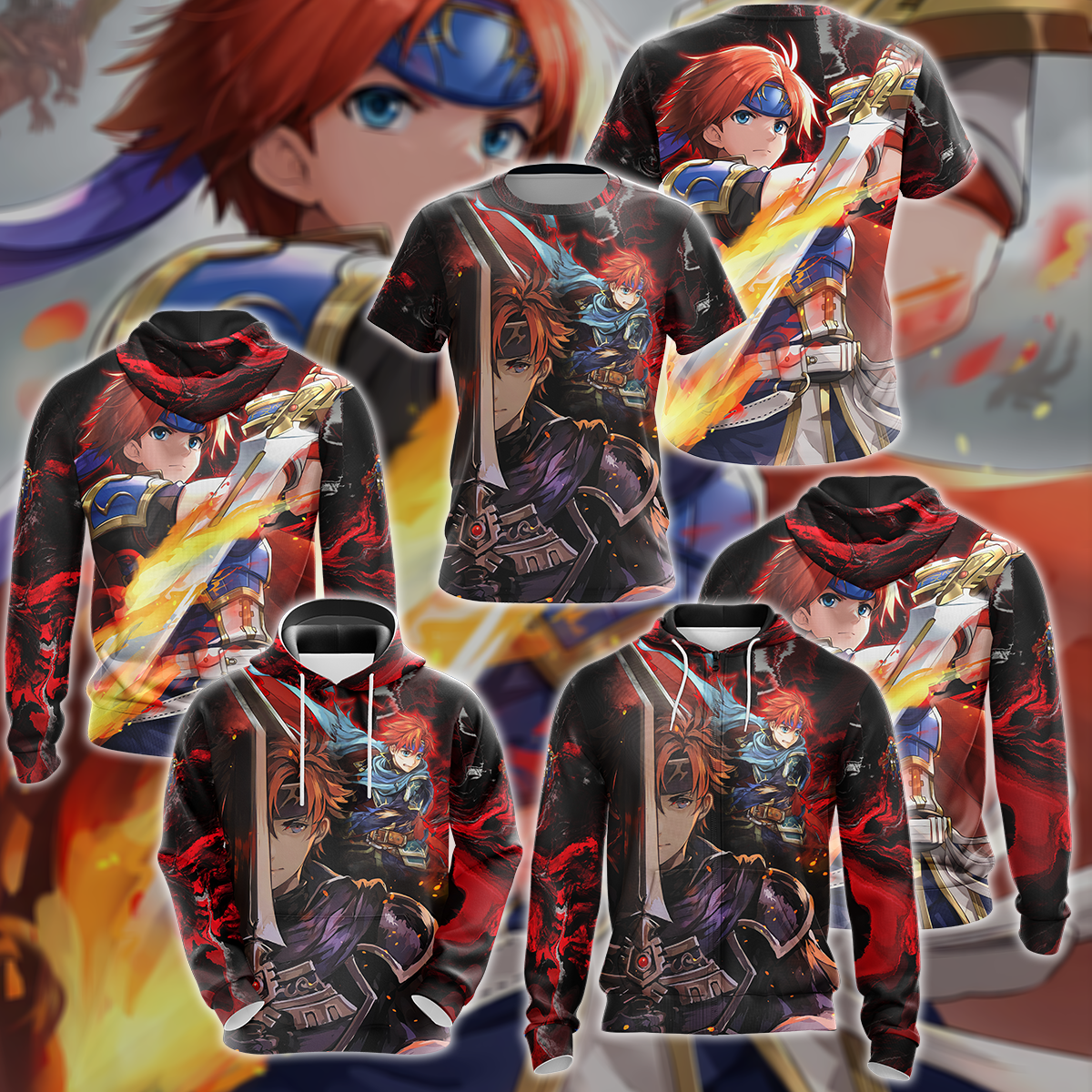 Fire Emblem Roy Video Game 3D All Over Print T-shirt Tank Top Zip Hoodie Pullover Hoodie Hawaiian Shirt Beach Shorts Jogger