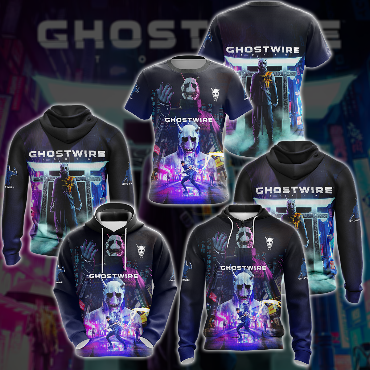 Ghostwire Tokyo Video Game 3D All Over Printed T-shirt Tank Top Zip Hoodie Pullover Hoodie Hawaiian Shirt Beach Shorts Jogger