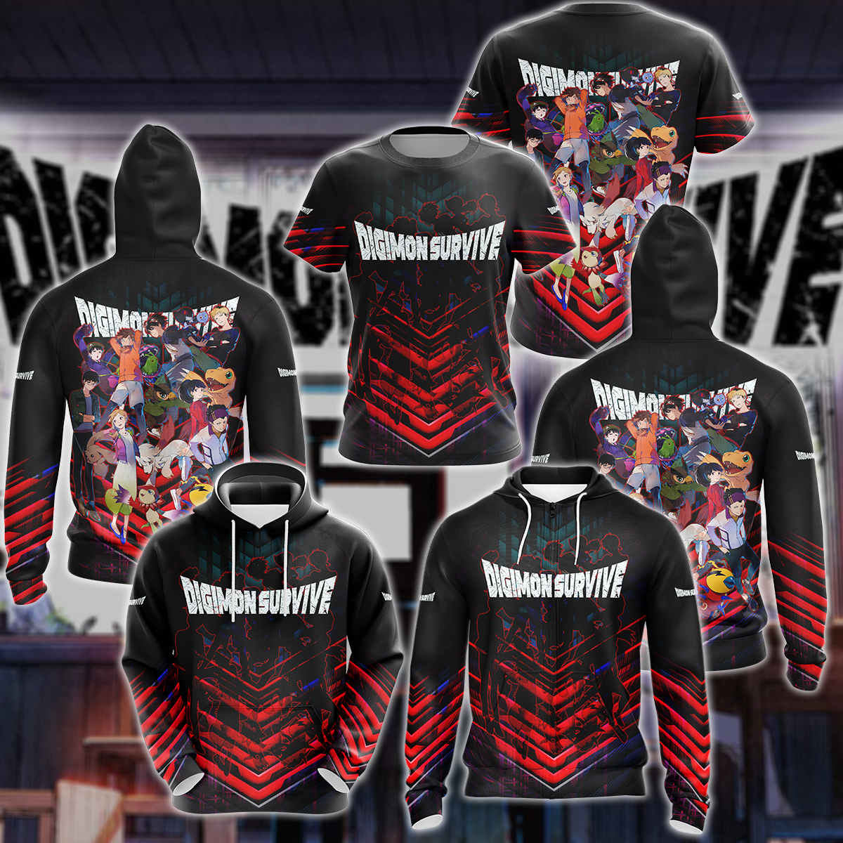 Digimon Survive Video Game 3D All Over Print T-shirt Tank Top Zip Hoodie Pullover Hoodie Hawaiian Shirt Beach Shorts Jogger