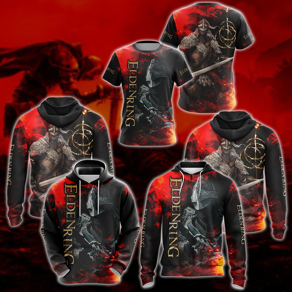 Elden Ring 3D All Over Print T-shirt Tank Top Zip Hoodie Pullover Hoodie Hawaiian Shirt Beach Shorts Jogger