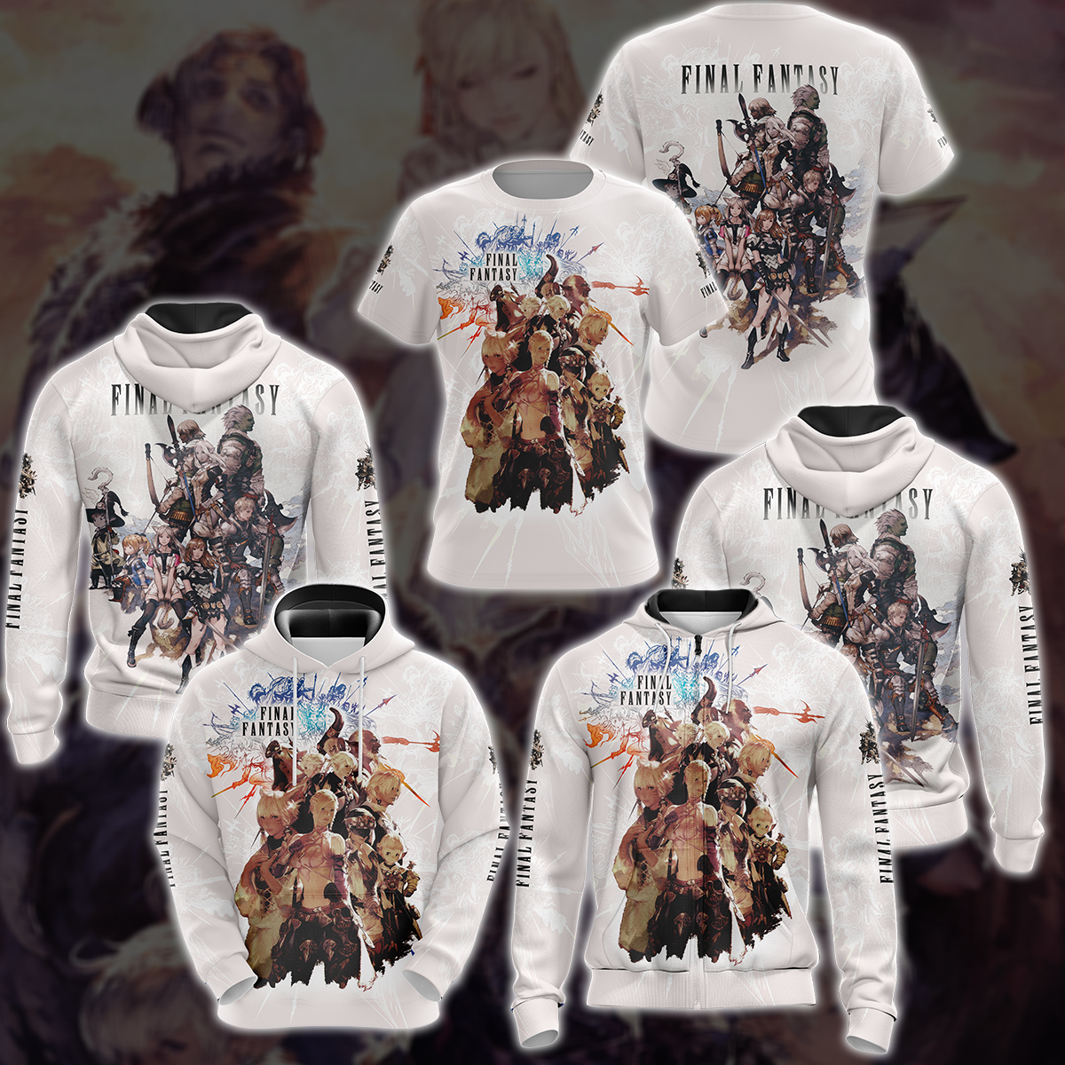 Final Fantasy XIV Video Game 3D All Over Print T-shirt Tank Top Zip Hoodie Pullover Hoodie Hawaiian Shirt Beach Shorts Jogger