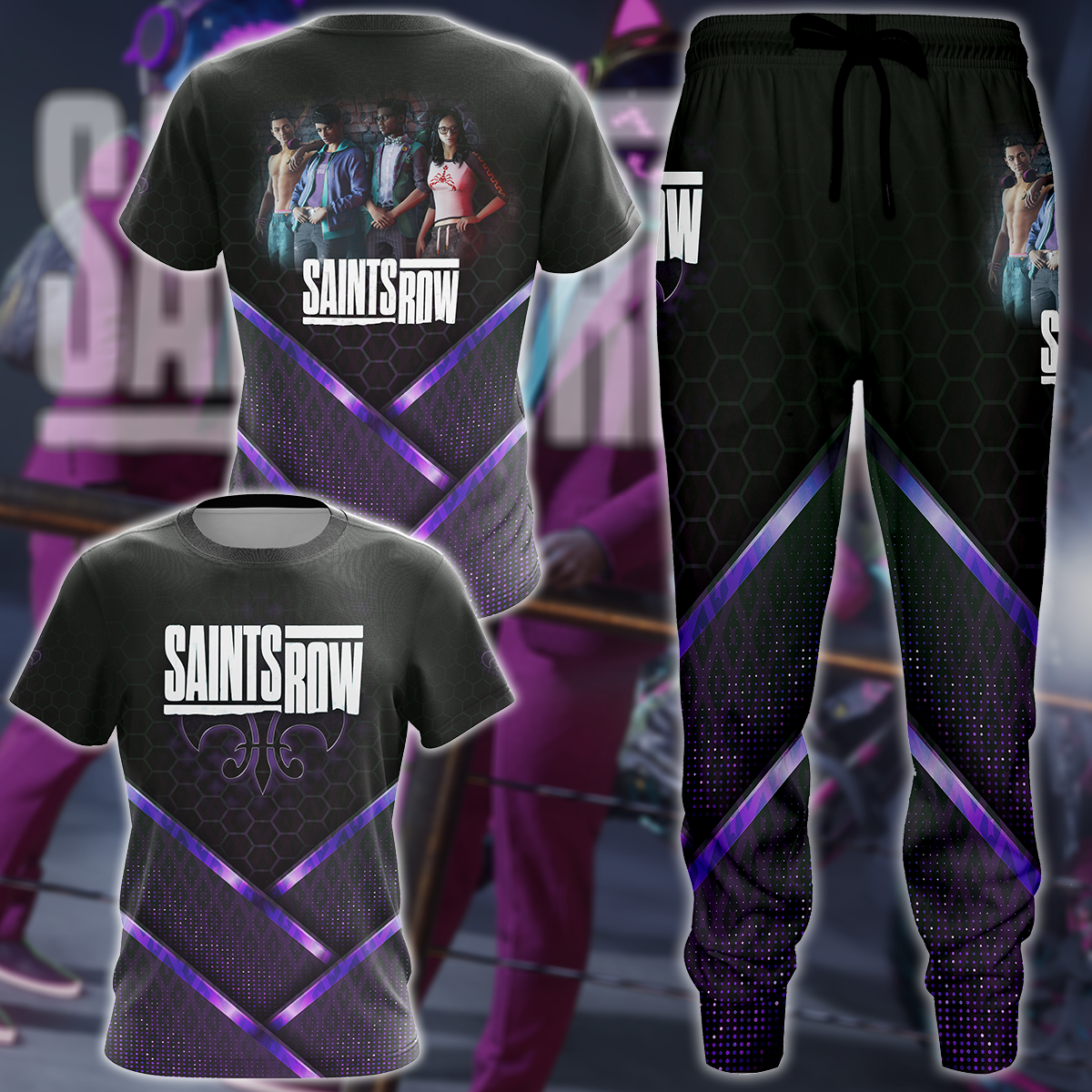 Saints Row Video Game 3D All Over Print T-shirt Tank Top Zip Hoodie Pullover Hoodie Hawaiian Shirt Beach Shorts Jogger