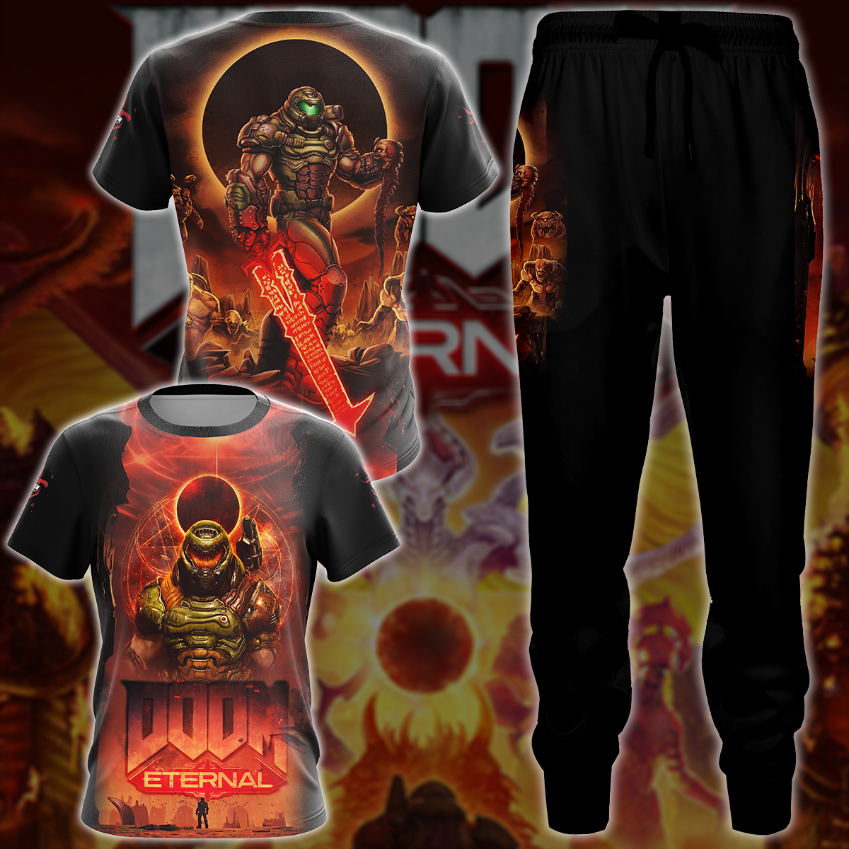 Doom Eternal Video Game All-Over T-shirt Hoodie Tank Top Hawaiian Shirt Beach Shorts Joggers
