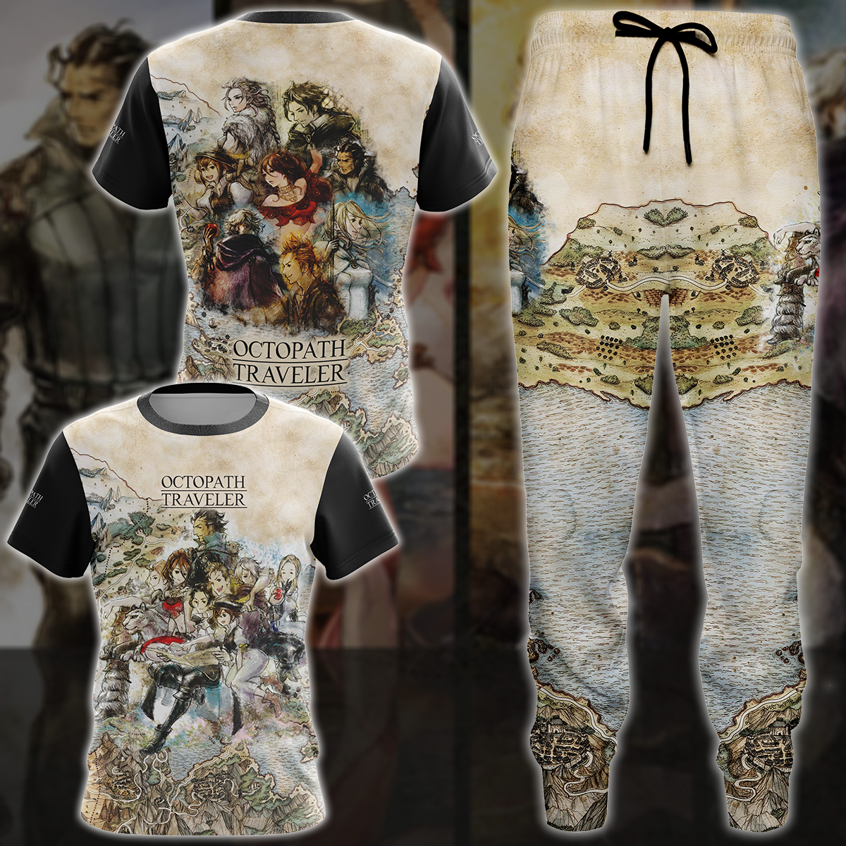 Octopath Traveler 2 Video Game 3D All Over Printed T-shirt Tank Top Zip Hoodie Pullover Hoodie Hawaiian Shirt Beach Shorts Jogger