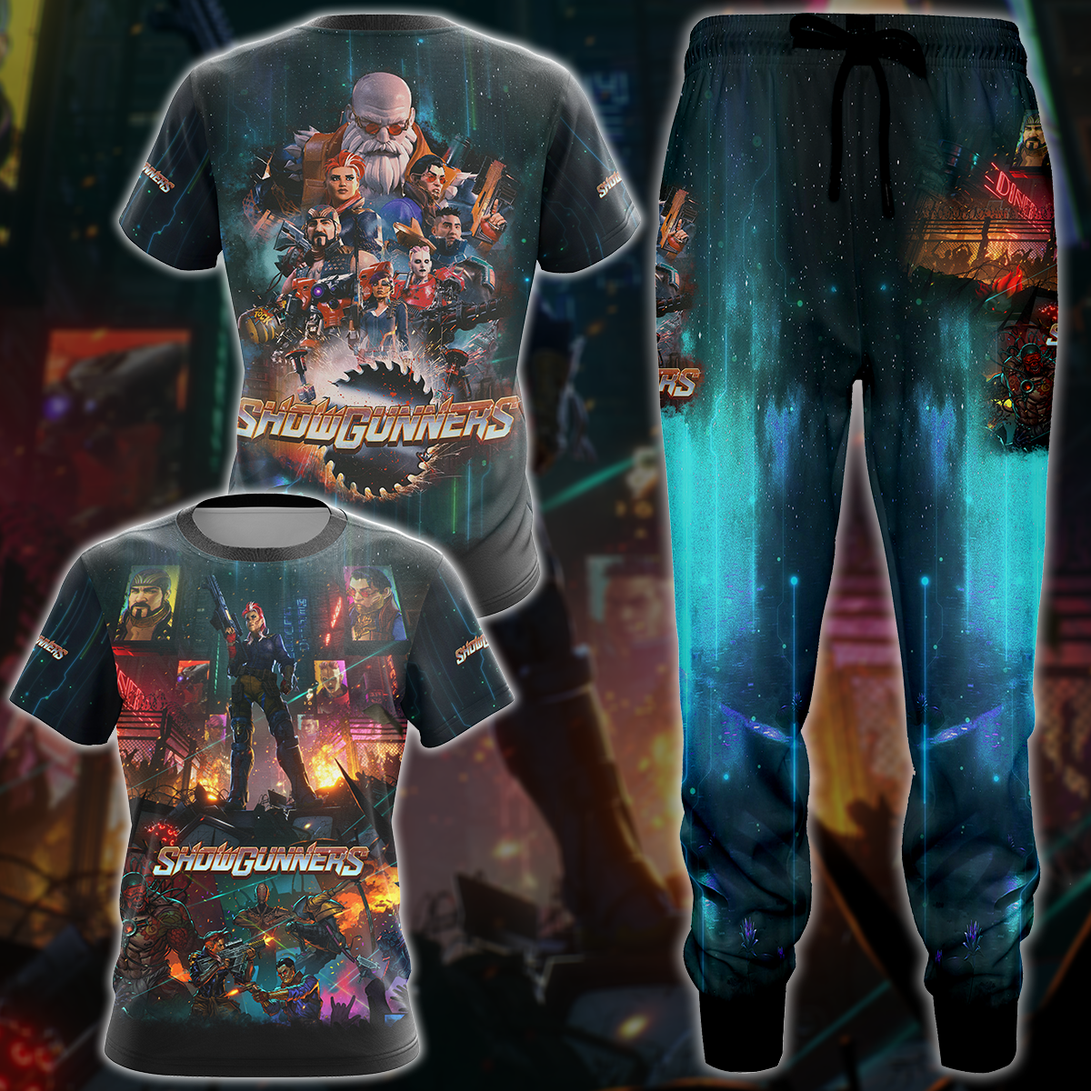 Showgunners Video Game 3D All Over Printed T-shirt Tank Top Zip Hoodie Pullover Hoodie Hawaiian Shirt Beach Shorts Jogger
