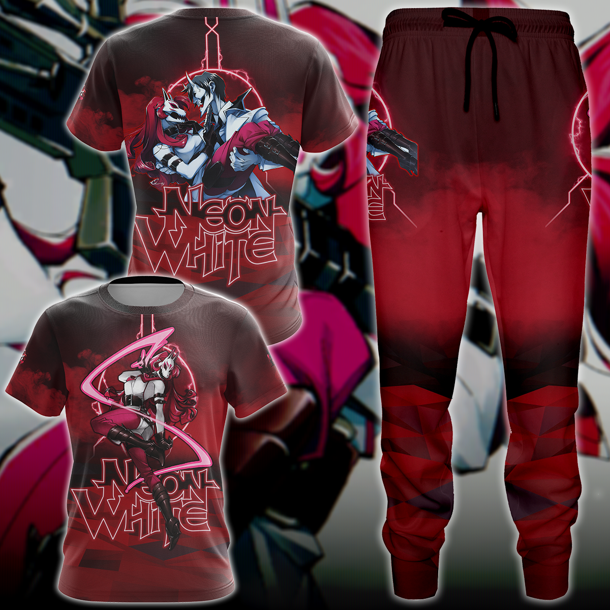 Neon White Video Game 3D All Over Print T-shirt Tank Top Zip Hoodie Pullover Hoodie Hawaiian Shirt Beach Shorts Jogger