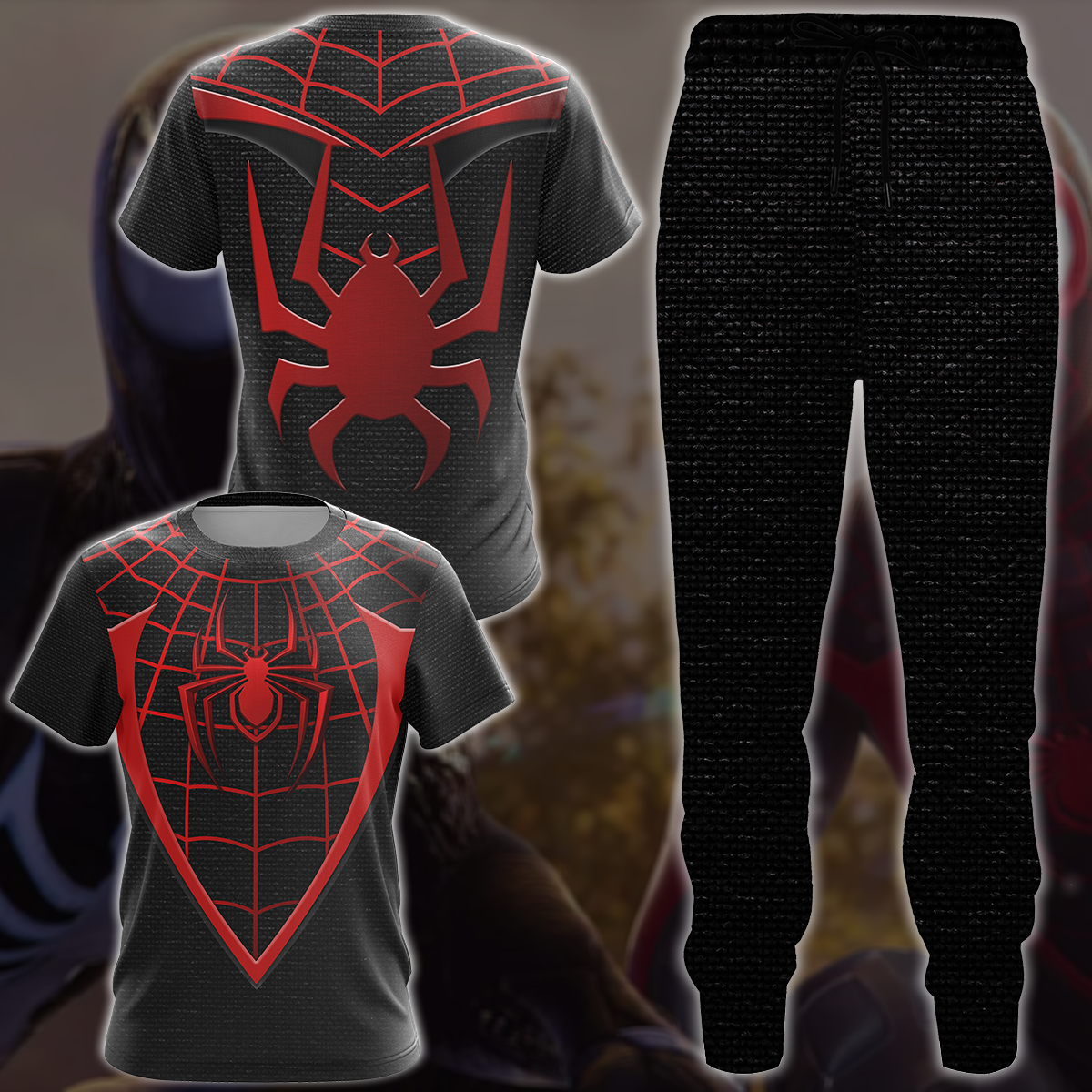 Spider-Man 2 Miles Morales Upgraded Suit Cosplay Video Game All Over Printed T-shirt Tank Top Zip Hoodie Pullover Hoodie Hawaiian Shirt Beach Shorts Joggers