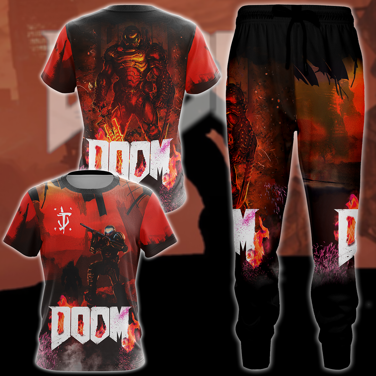 Doom Video Game 3D All Over Print T-shirt Tank Top Zip Hoodie Pullover Hoodie Hawaiian Shirt Beach Shorts Jogger