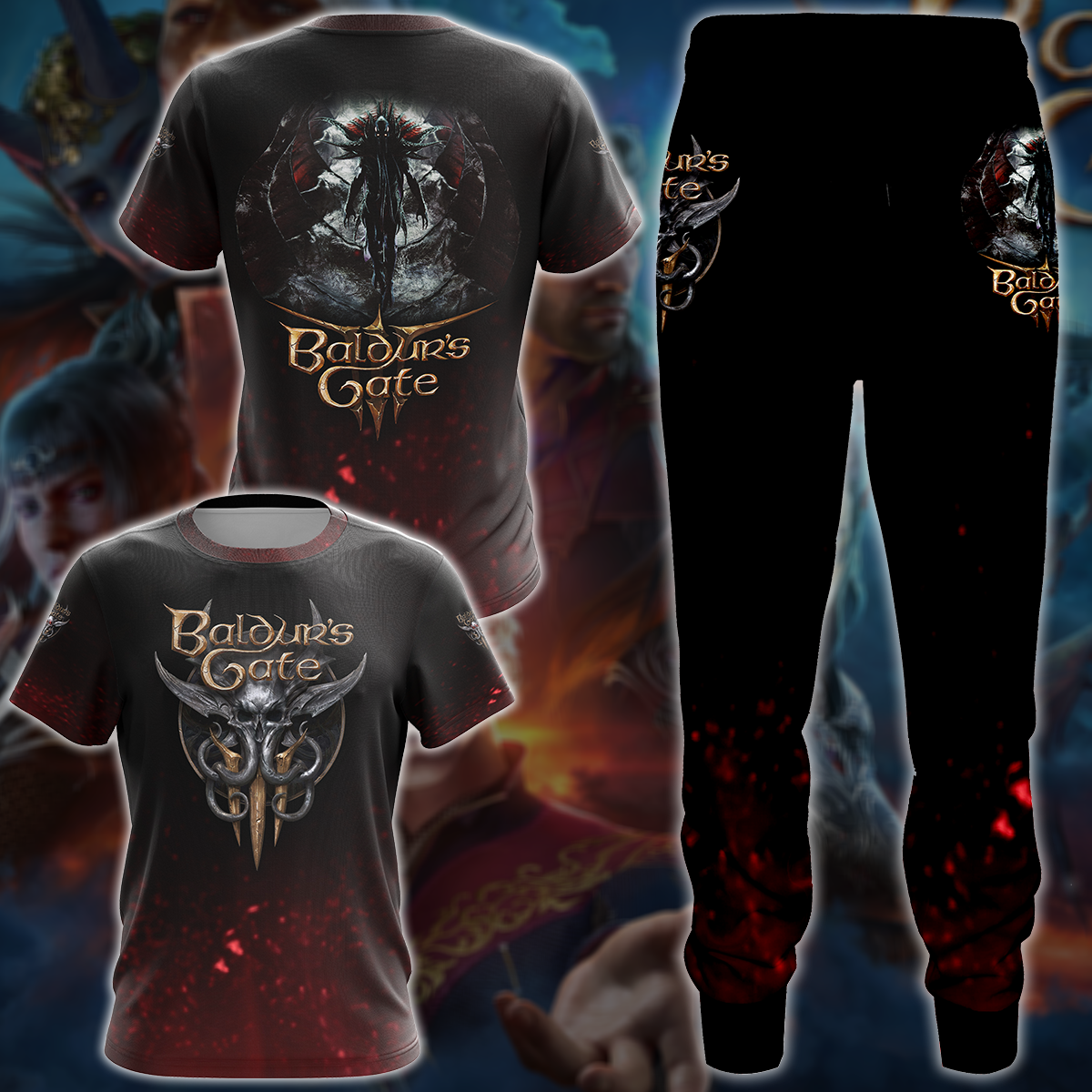 Baldur's Gate 3 Video Game All-Over T-shirt Hoodie Tank Top Hawaiian Shirt Beach Shorts Joggers
