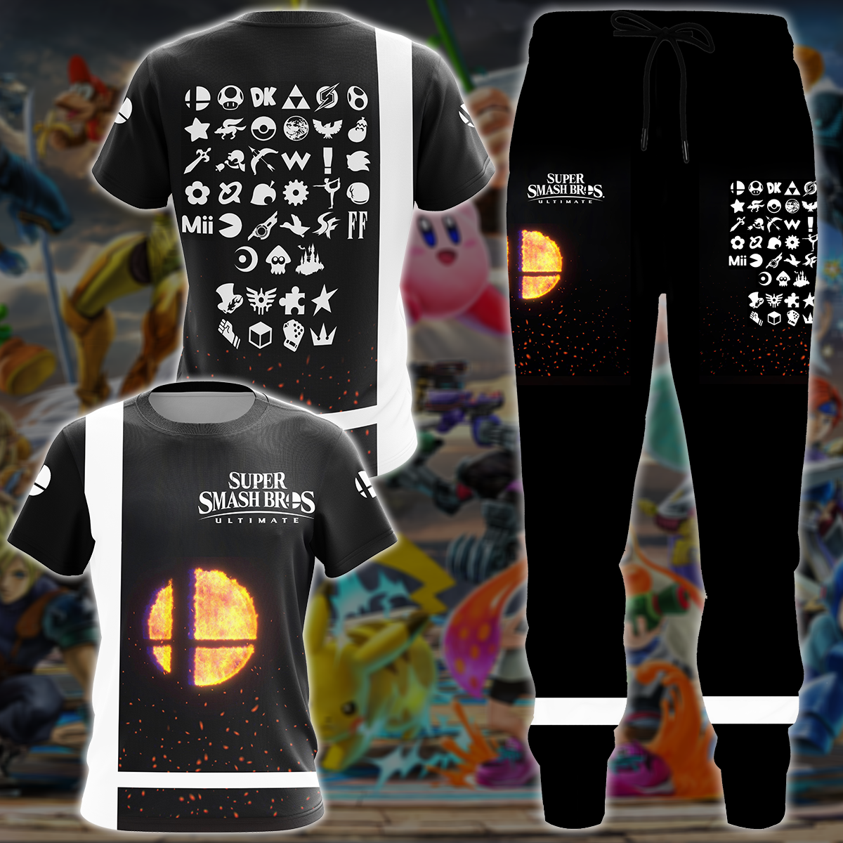 Super Smash Bros. Ultimate Video Game All Over Printed T-shirt Tank Top Zip Hoodie Pullover Hoodie Hawaiian Shirt Beach Shorts Joggers