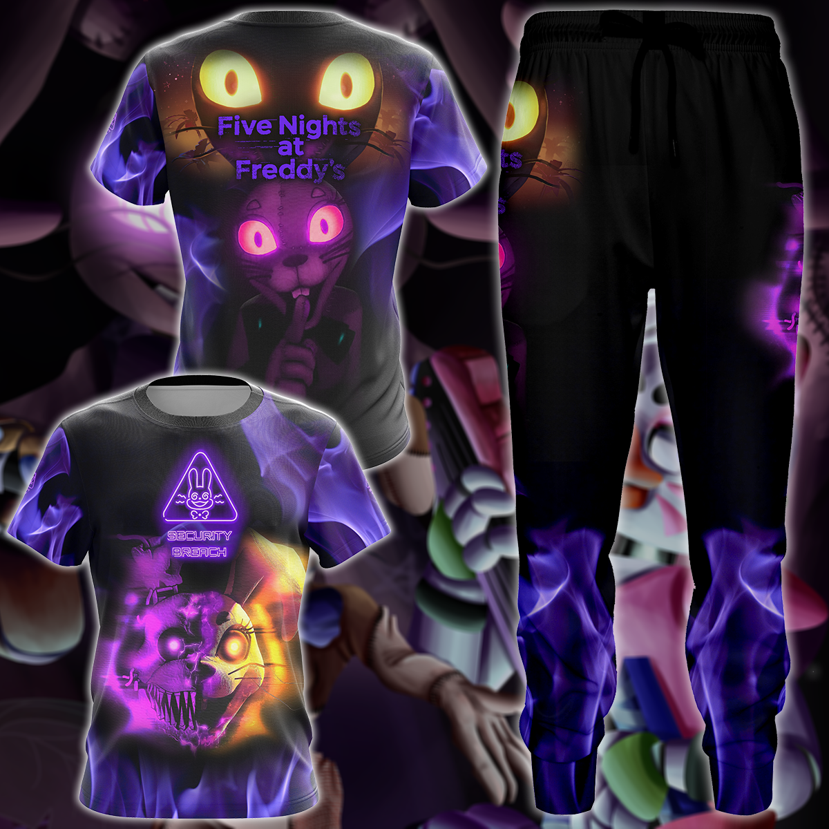 Five Nights at Freddy's: Security Breach Video Game 3D All Over Print T-shirt Tank Top Zip Hoodie Pullover Hoodie Hawaiian Shirt Beach Shorts Jogger