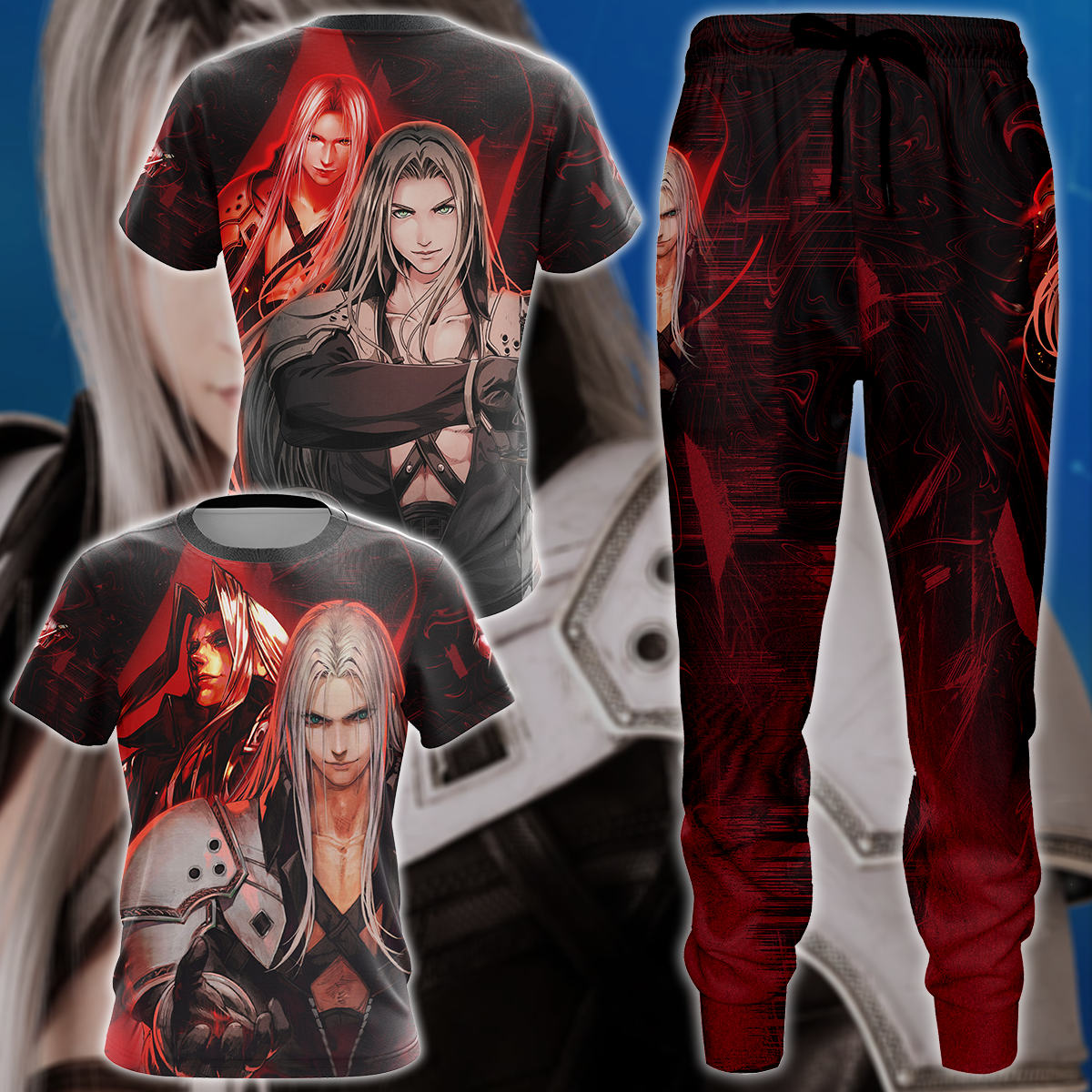 Final Fantasy VII Sephiroth Video Game 3D All Over Print T-shirt Tank Top Zip Hoodie Pullover Hoodie Hawaiian Shirt Beach Shorts Jogger