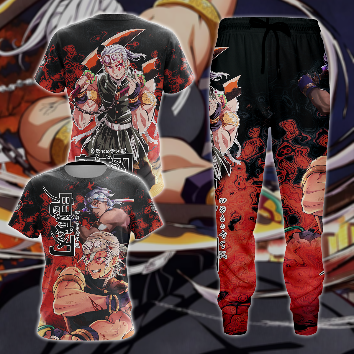 Kimetsu No Yaiba ss2: Yuukaku-hen Uzui Tengen 3D All Over Print T-shirt Tank Top Zip Hoodie Pullover Hoodie Hawaiian Shirt Beach Shorts Jogger