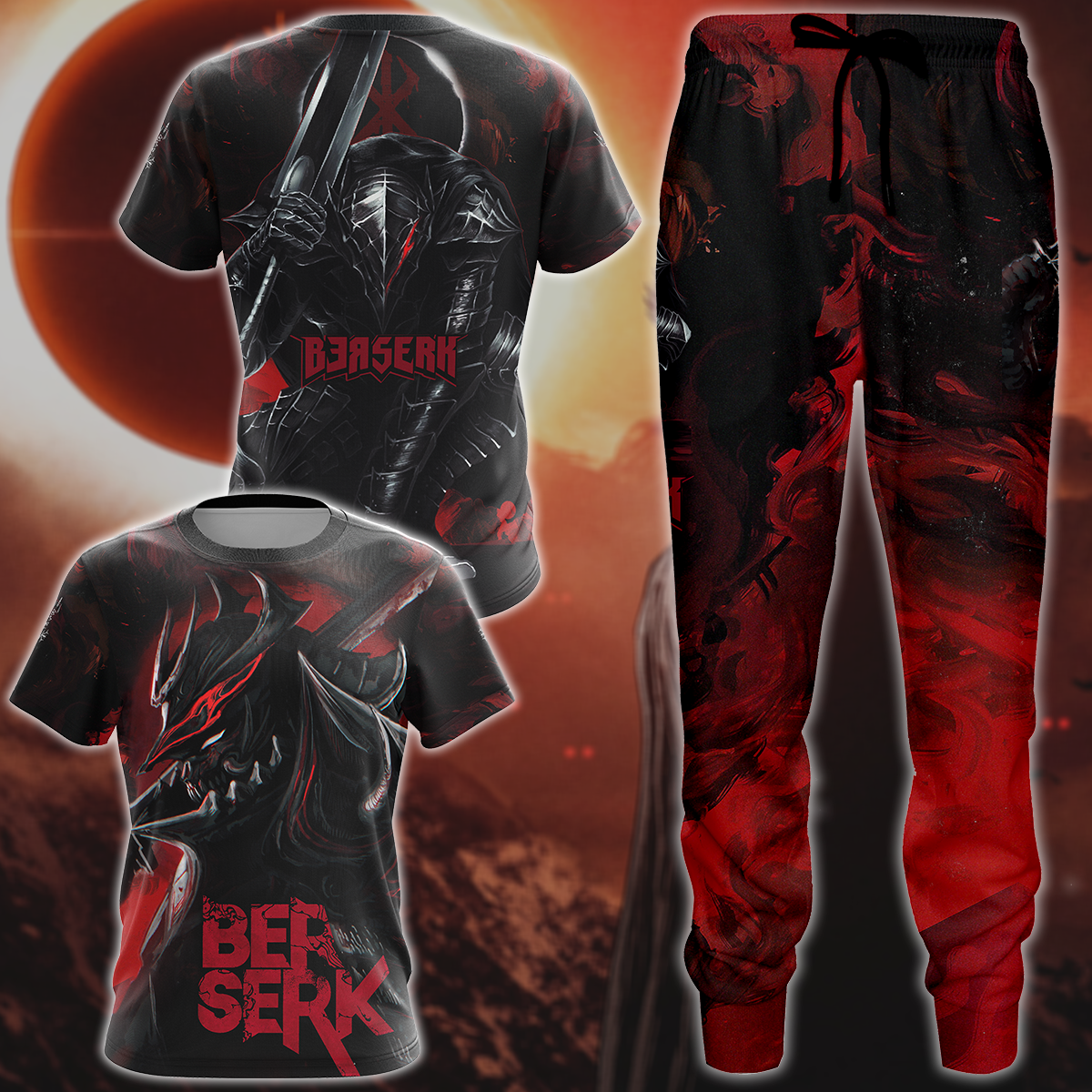 Berserk 3D All Over Print T-shirt Tank Top Zip Hoodie Pullover Hoodie Hawaiian Shirt Beach Shorts Jogger